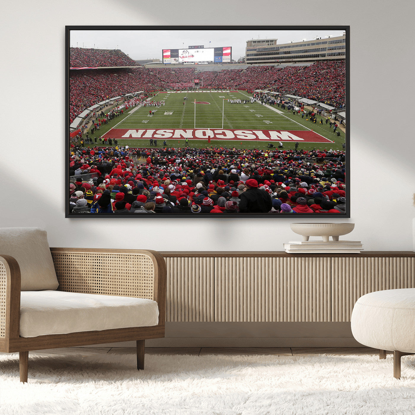 23461-MGV-CV-36X24-Wisconsin Badgers Team Print Canvas - Madison Camp Randall Stadium Wall Art Canvas Print