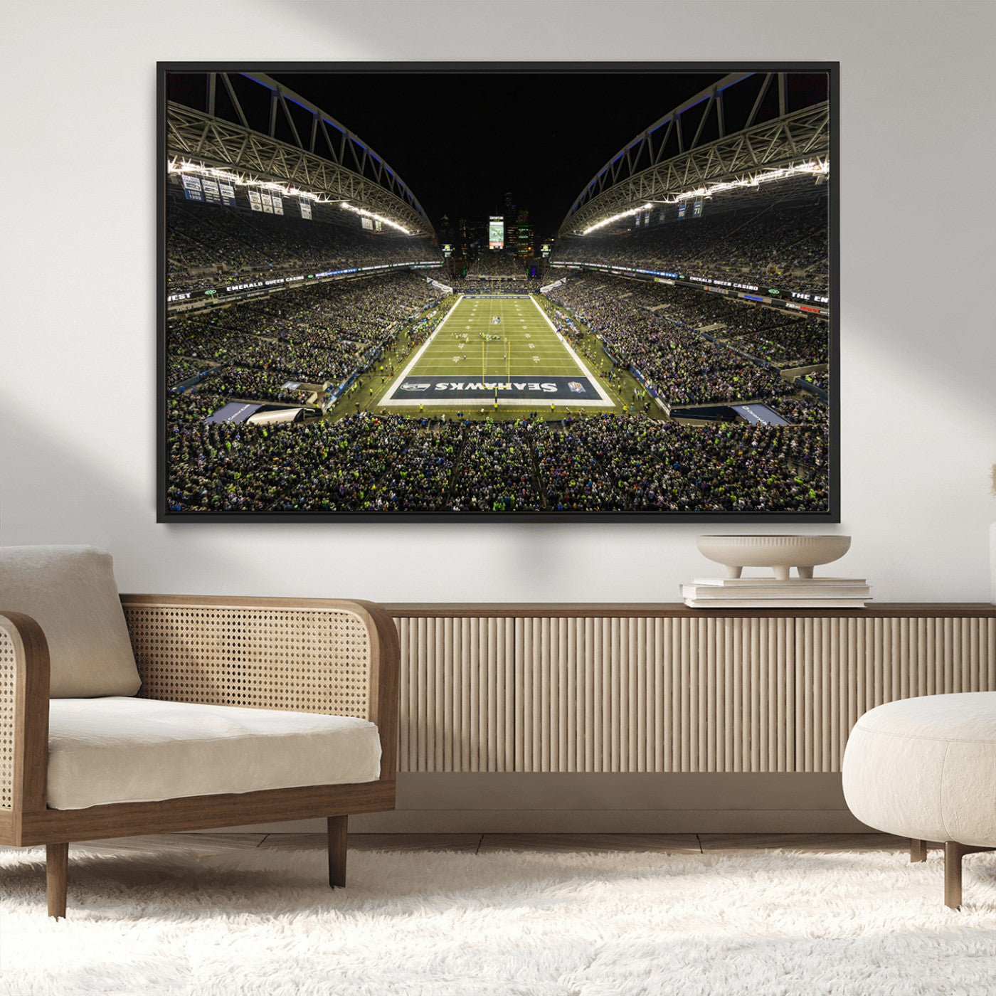 81900-MGV-CV-36X24-Seattle Seahawks Football Team Print Wall Art - Seattle Century Link Field Stadium Wall Art Canvas