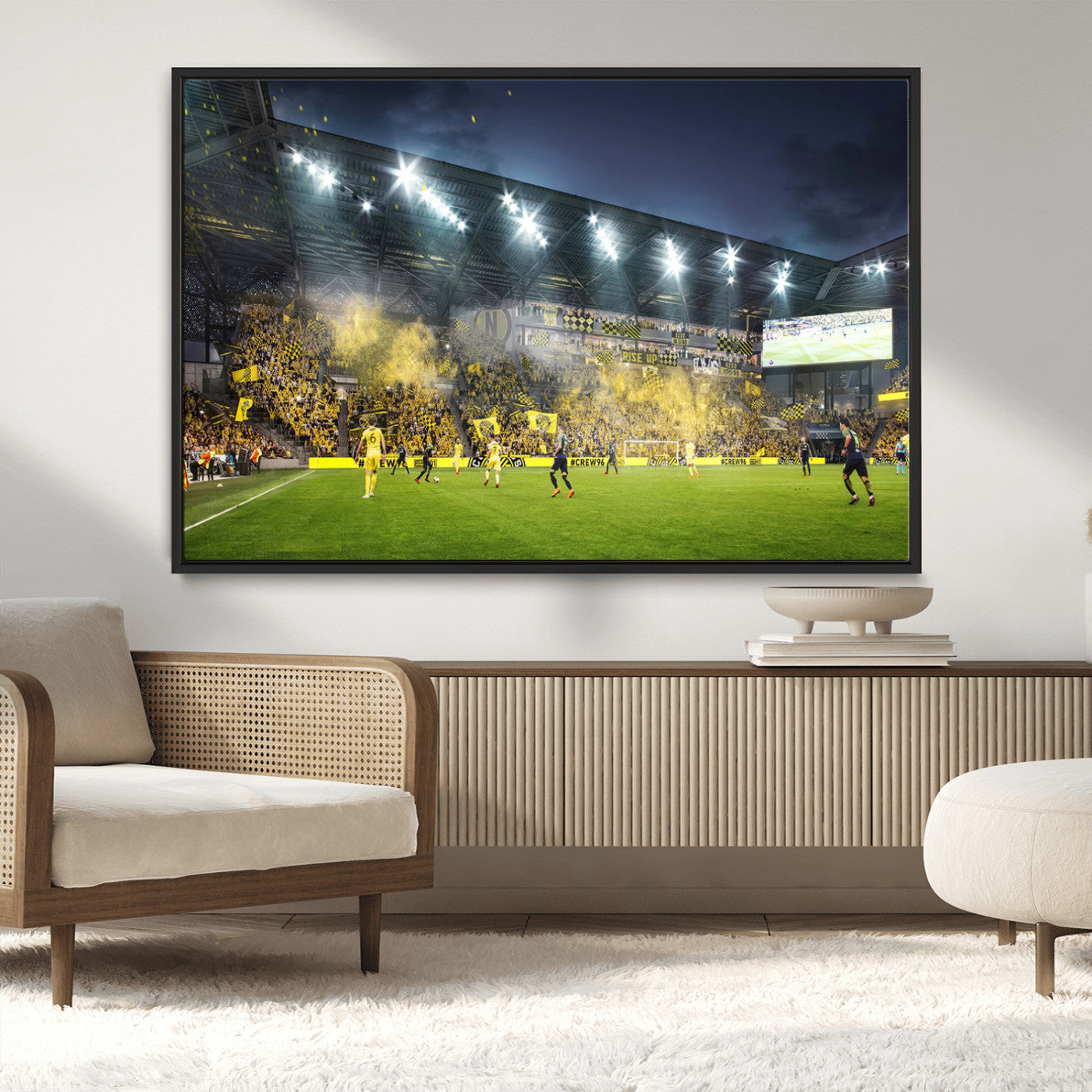 65820-MGV-CV-36X24-Columbus Crew Stadium Match Triple Canvas Wall Art - Dynamic MLS Game Scene Canvas Wall Art