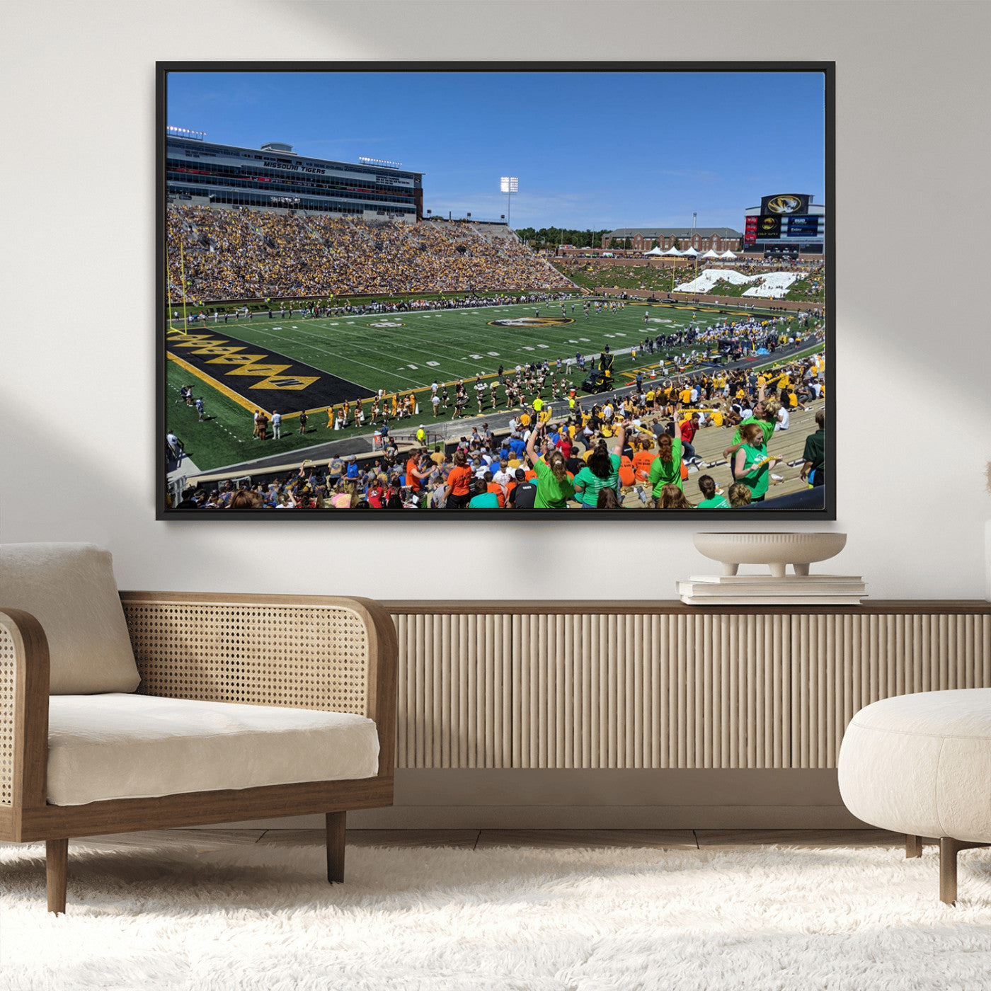 38399-MGV-CV-36X24-University of Missouri Tigers Football Team Print - Columbia Faurot Field Memorial Stadium Wall Art