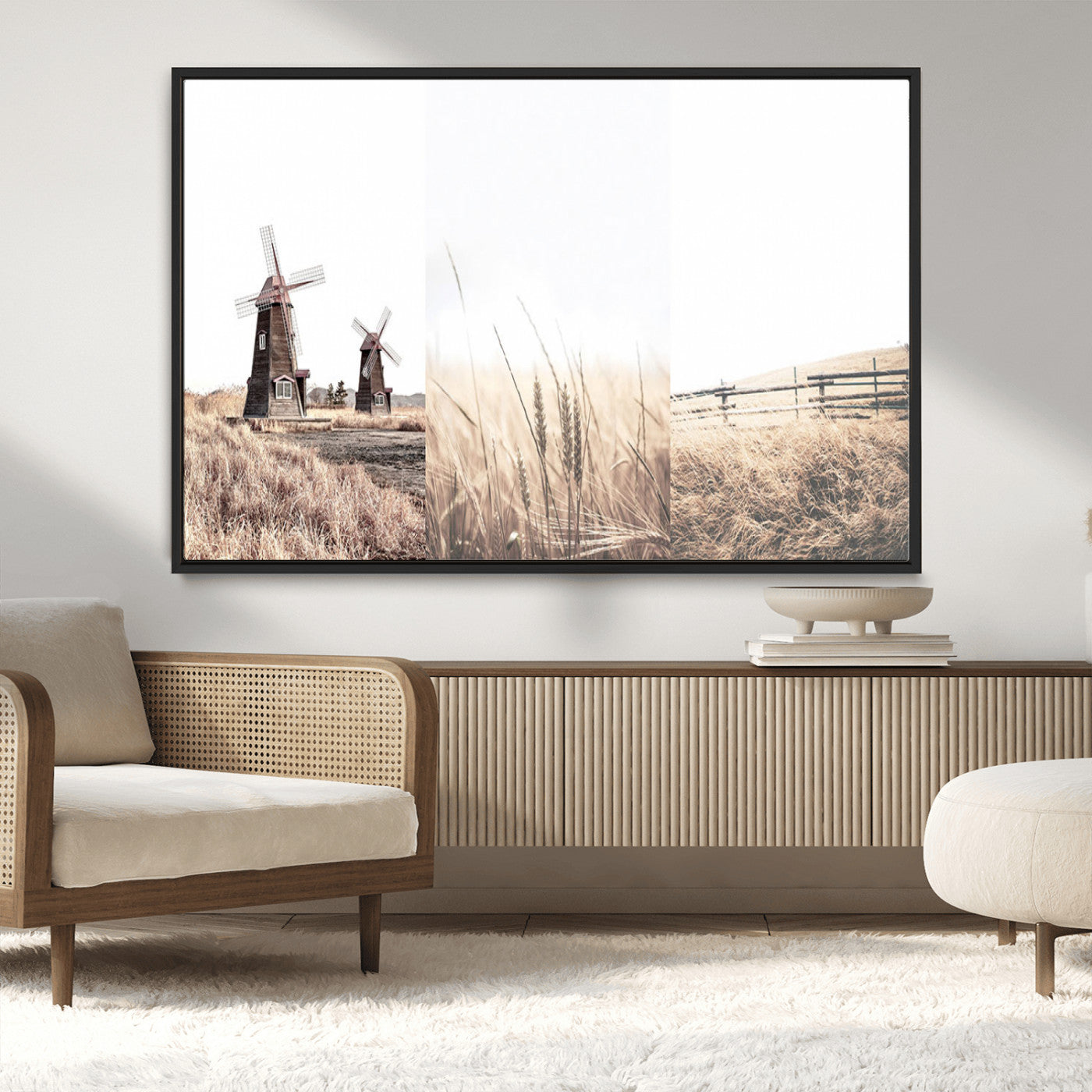 56649-MGV-CV-36X24-Farm Prints Set, Set of 3 Farmhouse Wall Art, Country House Decor, Barn Print, Wheat Print,