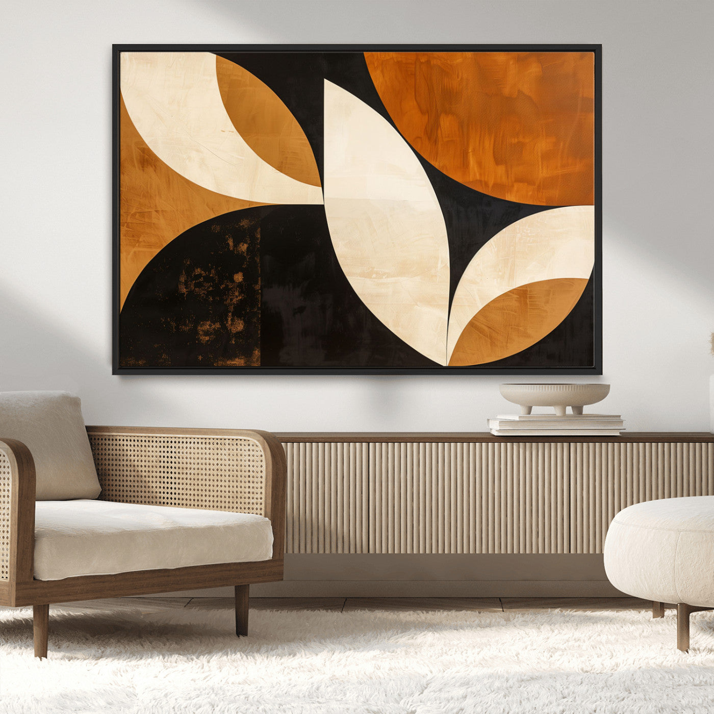 21251-MGV-CV-36X24-Geometric Abstract Wall Art Canvas Print, Mid Century Modern Wall Art Print