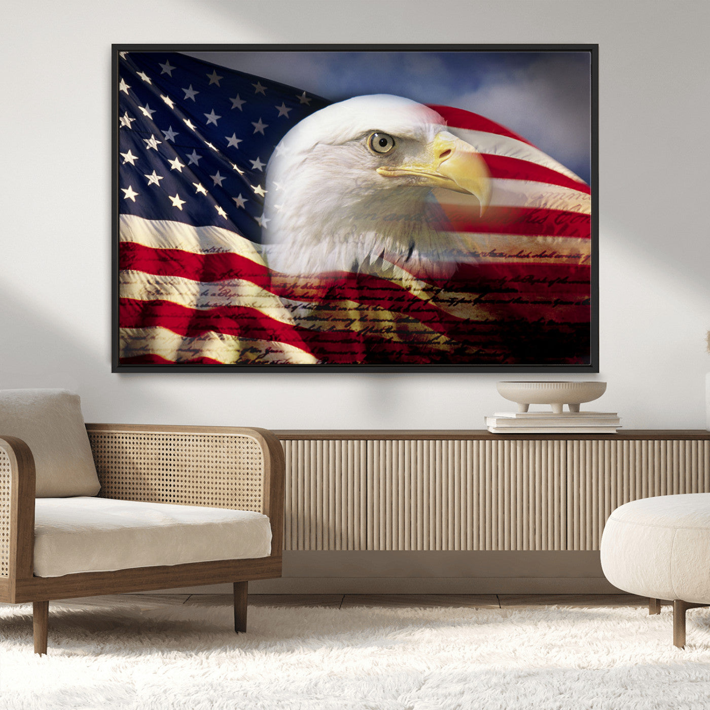 30313-MGV-CV-36X24-American Flag Eagle Symbol Wall Art, American Flag Eagle Wall Art Canvas Print