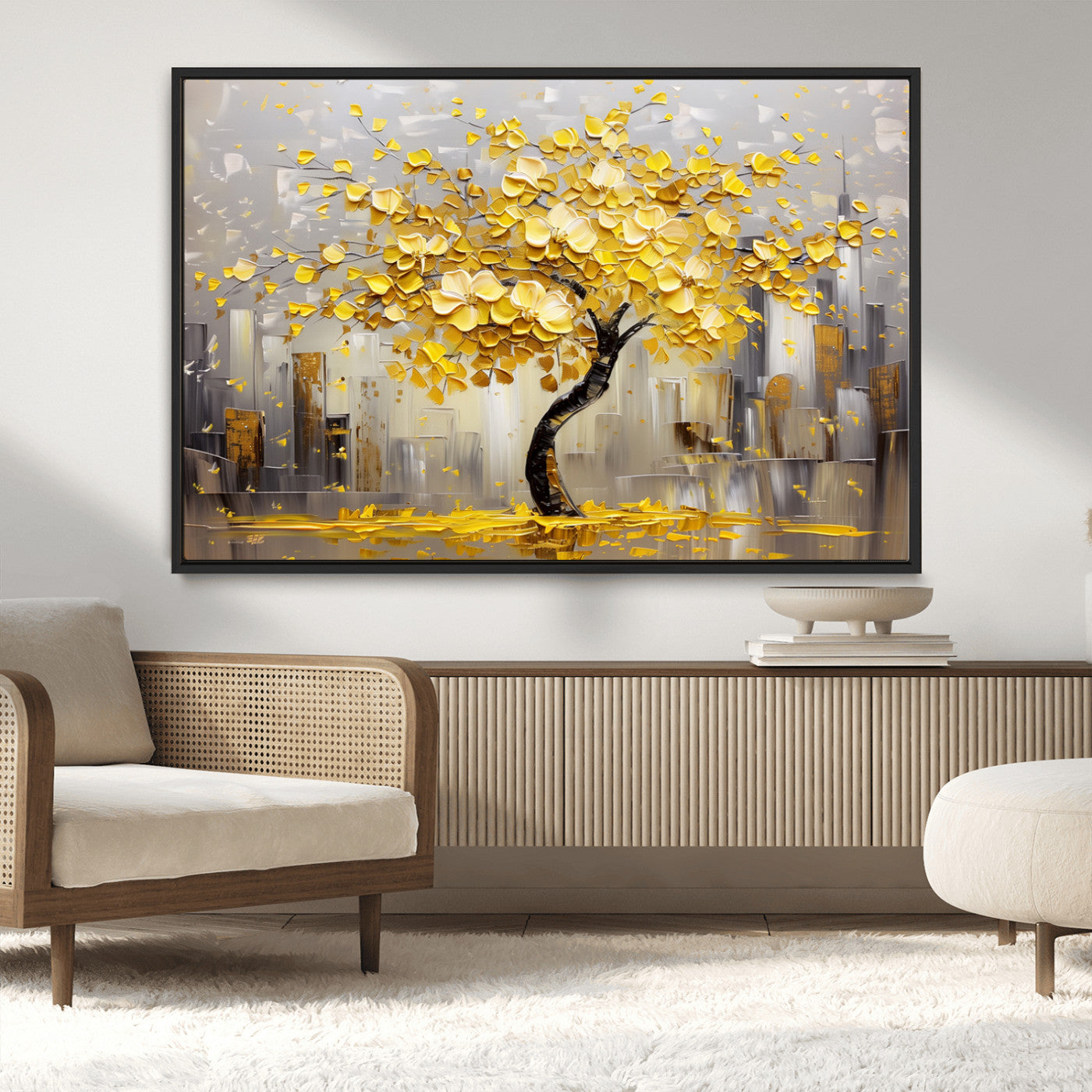 45538-MGV-CV-36X24-Golden Tree Canvas Print | Abstract Wall Art for Modern Homes | Ready to Hang Framed Artwork