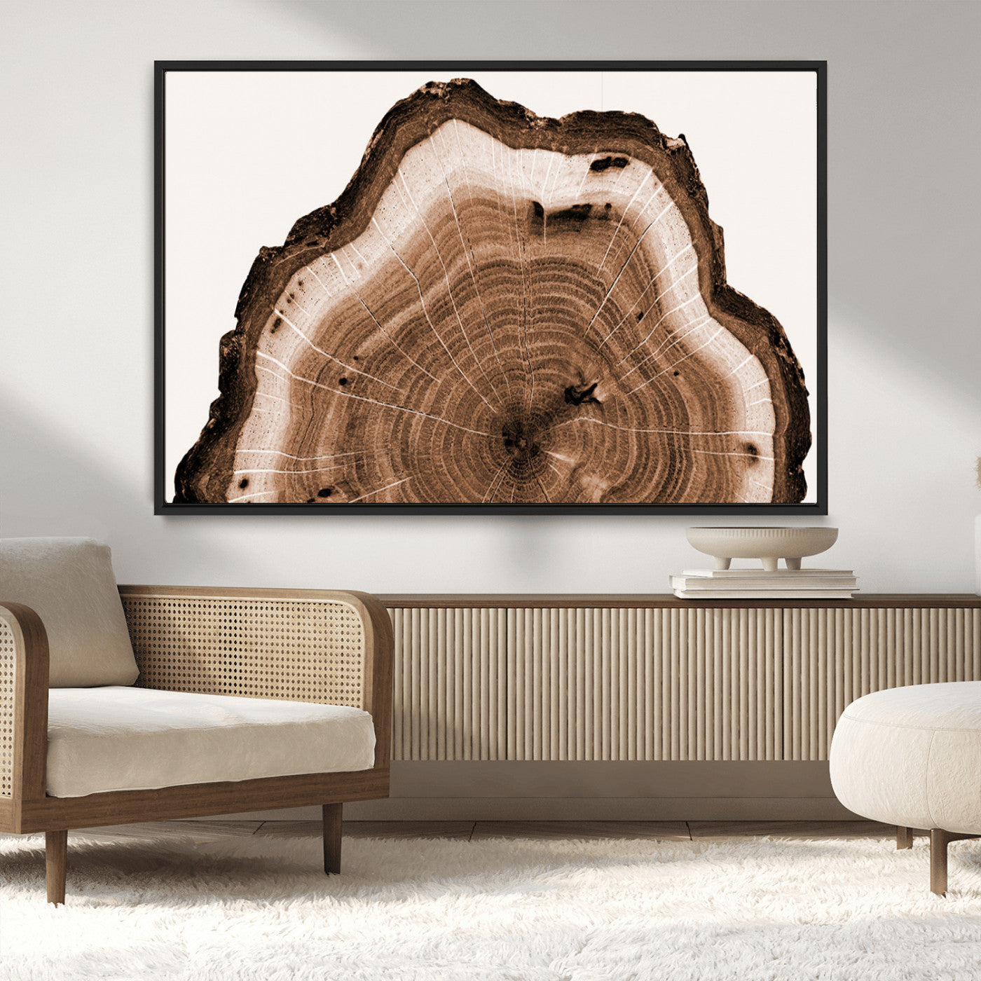 -Rustic Wood Rings Wall Art | Nature-Inspired Tree Ring Canvas Print | Ready to Hang and Framed for