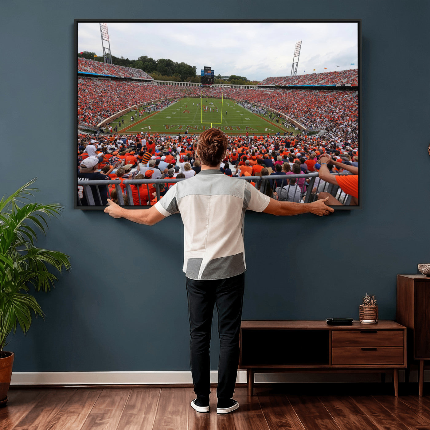 63606-MGV-CV-36X24 - Virginia Cavaliers Football Team Print - Charlottesville Scott Stadium Print Wall Art Canvas