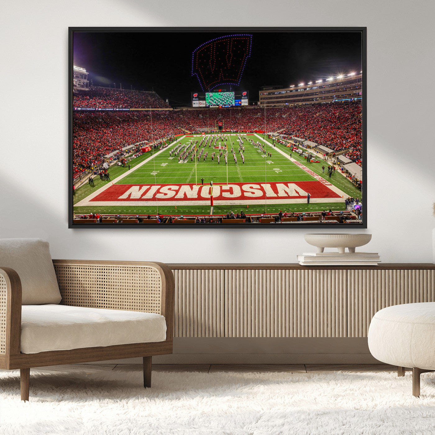 34125-MGV-CV-36X24-Wisconsin Badgers Football Team Print Canvas- Madison Camp Randall Stadium Wall Art Canvas Print