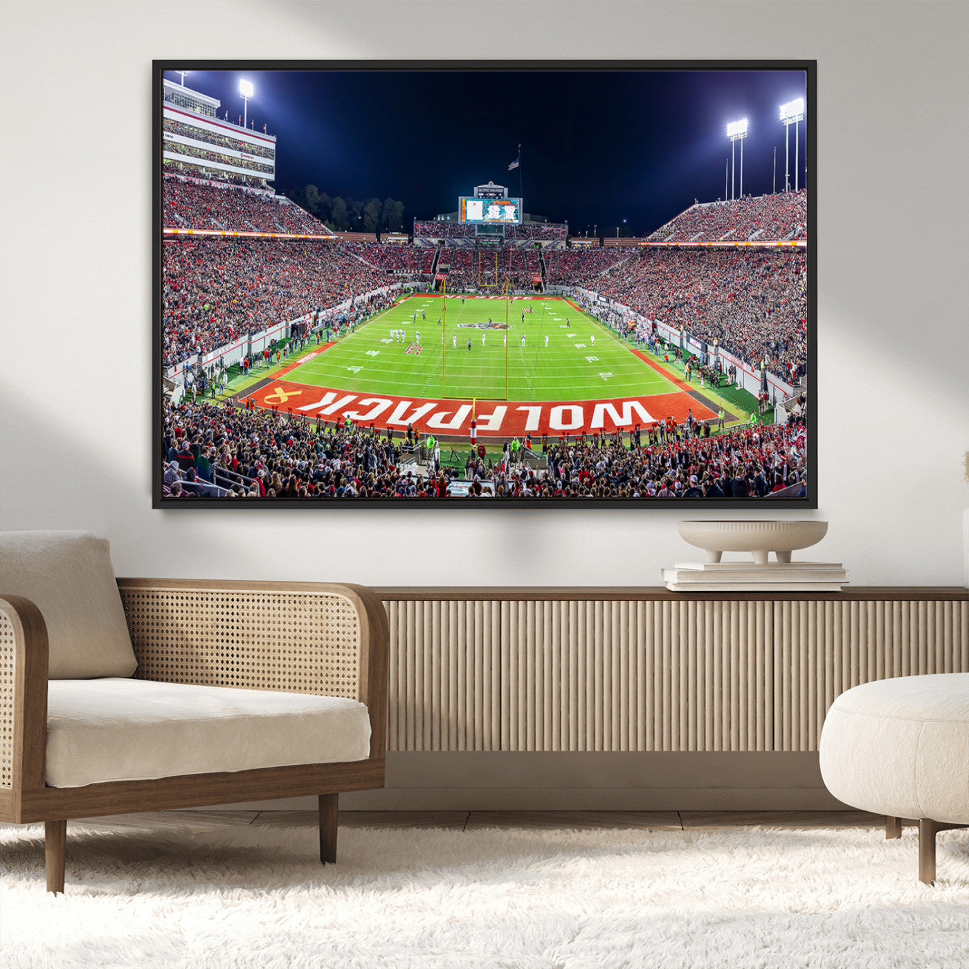 80943-MGV-CV-36X24-Wolfpack Football Team Print - Raleigh Carter-Finley Stadium Wall Art Canvas Print