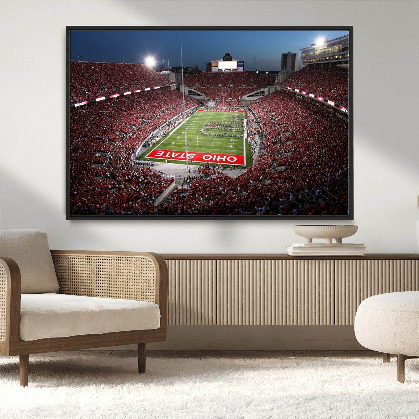 -Ohio State University Buckeyes Football Team Print - Columbus Ohio Stadium Wall Art Canvas Print