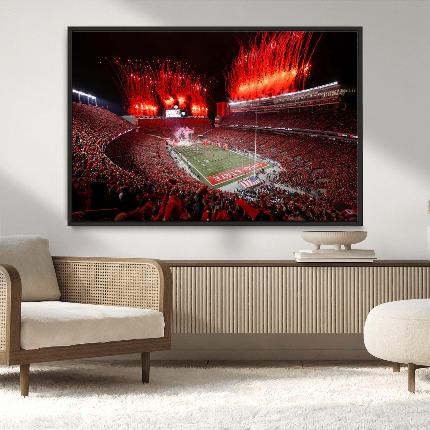 56909-MGV-CV-36X24-Ohio State University Buckeyes Football Team Print - Columbus Ohio Stadium Wall Art Canvas Print