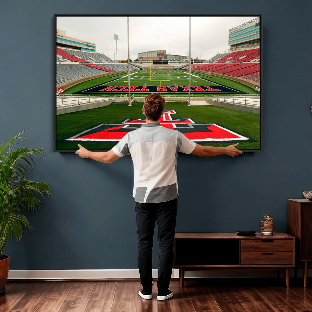 43169-PAN-FL-20X10 - Texas Tech Red Raiders Football Team Print - Lubbock Jones AT&T Stadium Wall Art Canvas Print