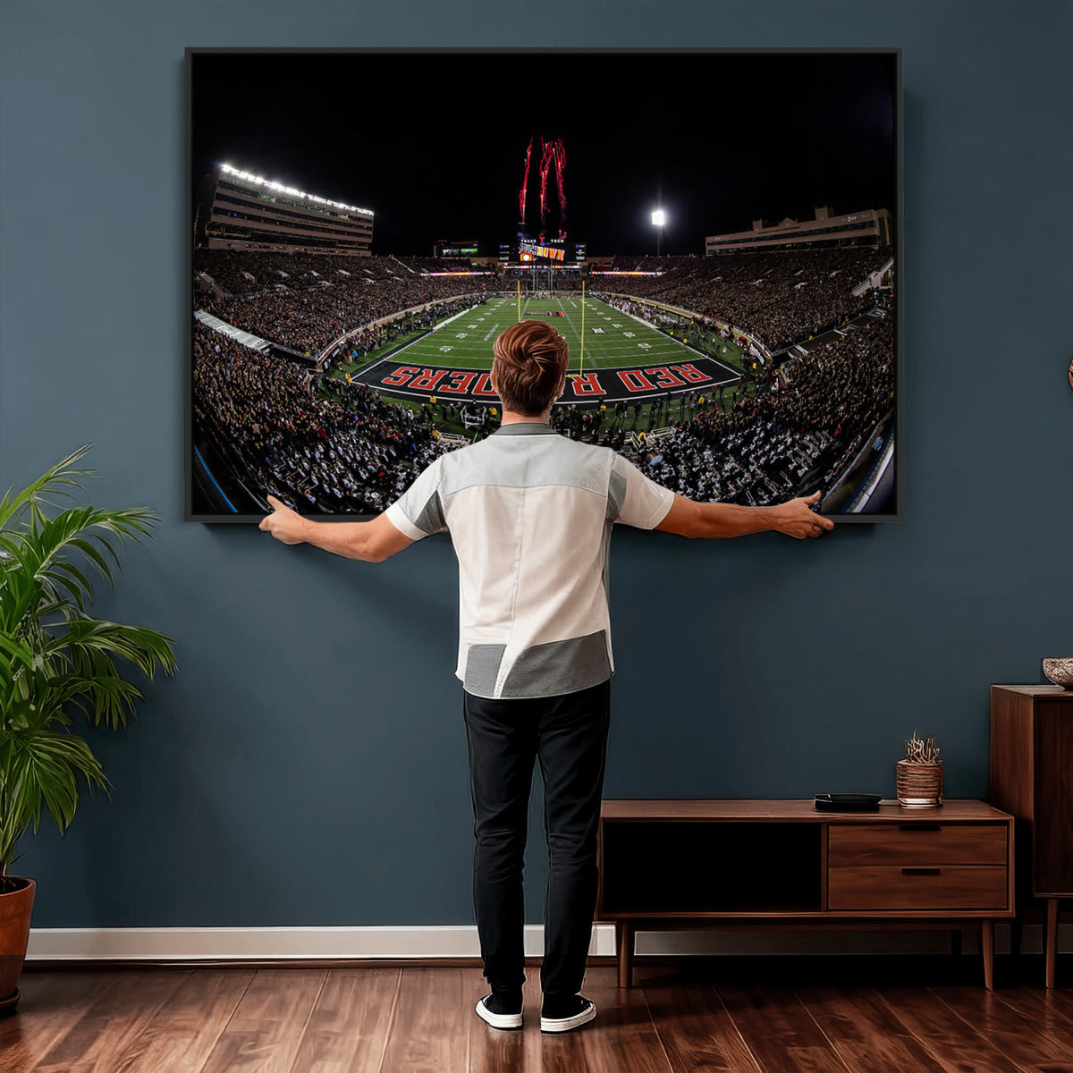 83122-PAN-FL-20X10 - Framed Texas Tech Red Raiders Stadium Canvas, Texas Tech Red Raiders Football Team Print - Lubbock
