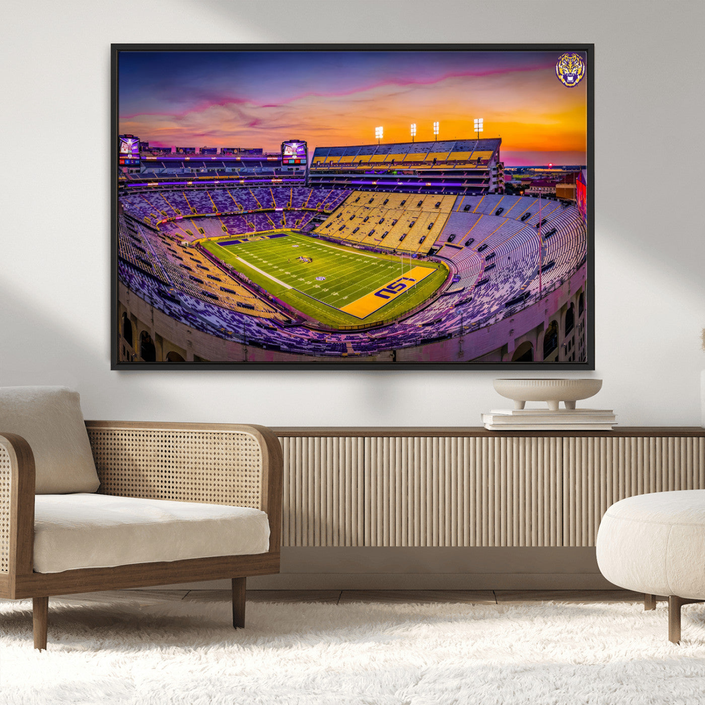 93538-MGV-CV-36X24-The Louisiana State University Tigers Football Team Print - Baton Rouge Tiger Stadium Wall Art