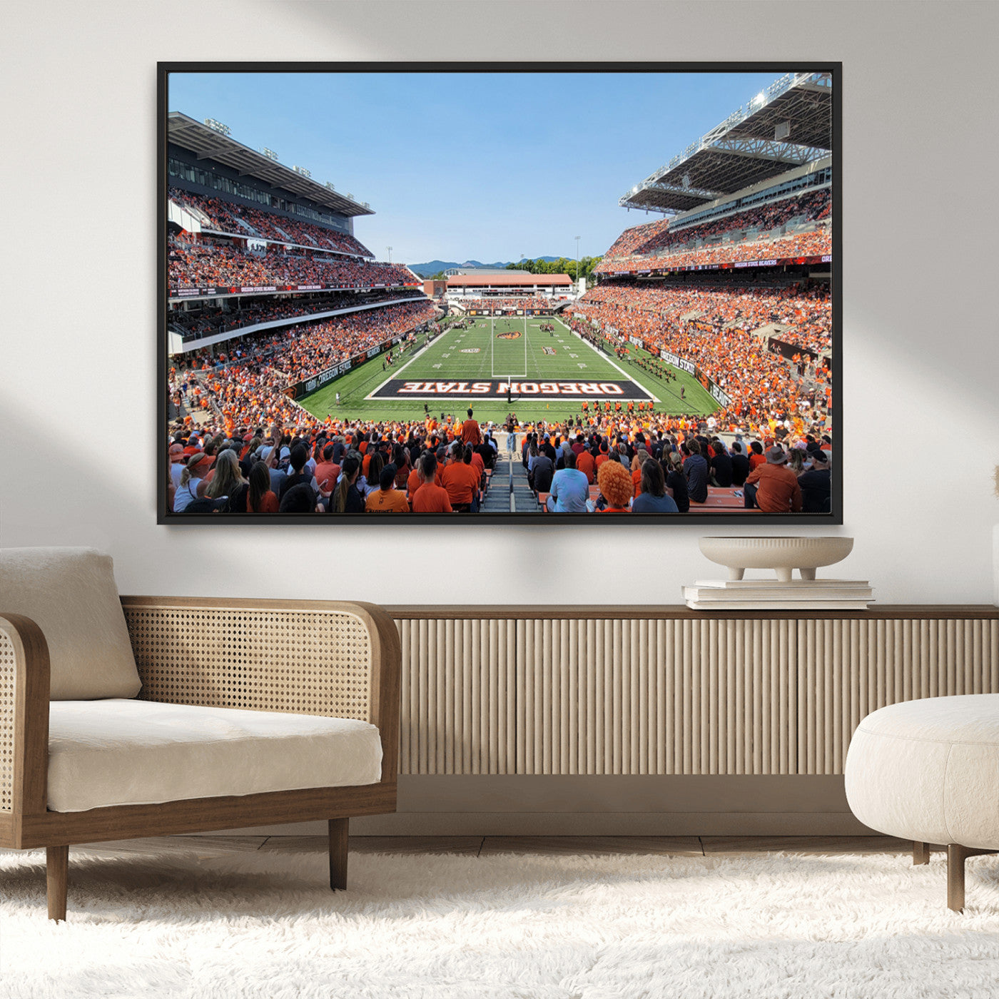 35211-MGV-CV-36X24-Oregon State Beavers Football Team Print - Corvallis Reser Stadium Wall Art Canvas Print