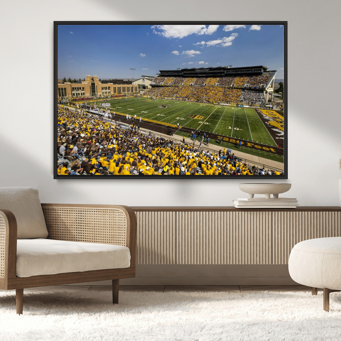 75112-MGV-CV-36X24-University of Wyoming Cowboys Football Team Print - Laramie Jonah Field War Memorial Stadium Wall