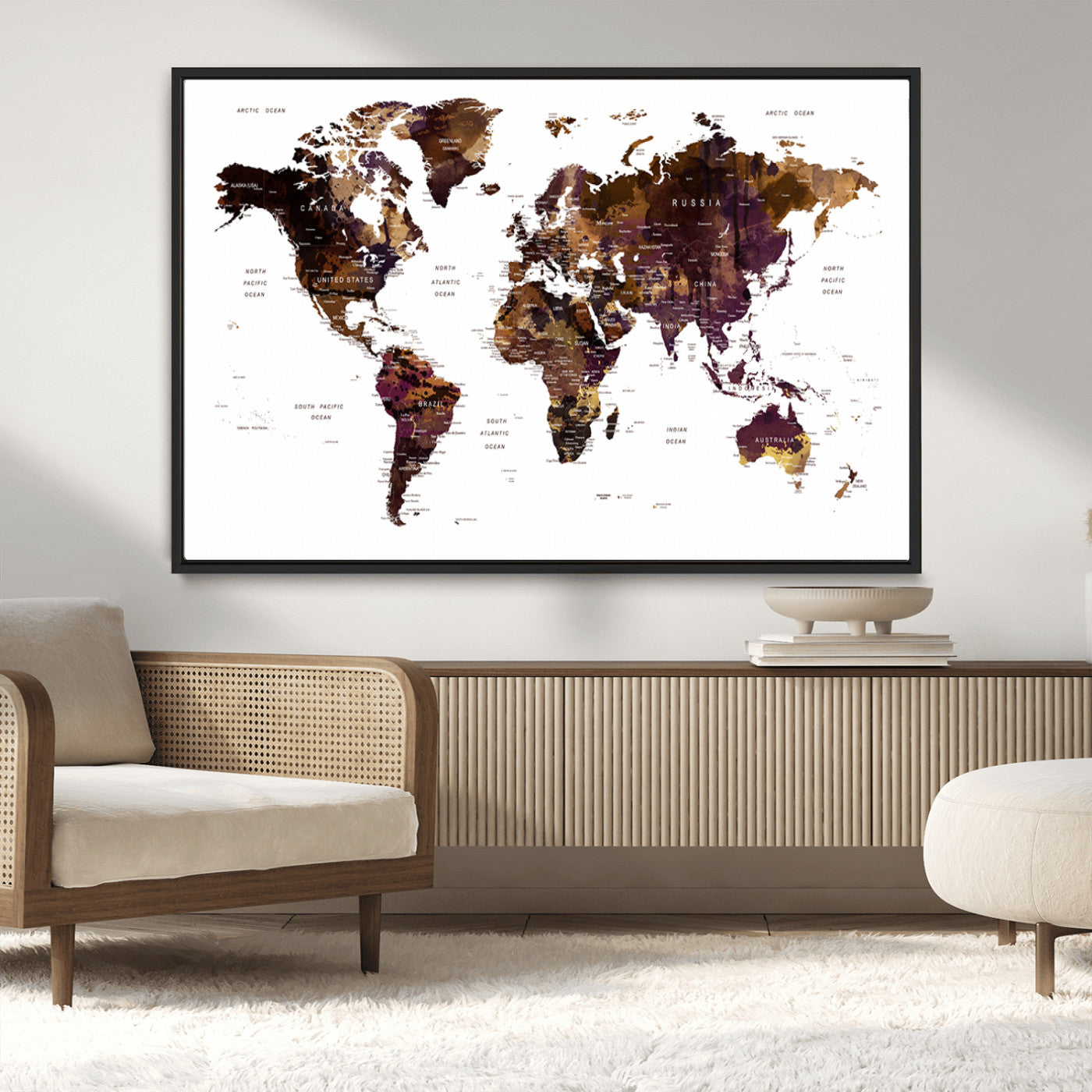 50611-MGV-CV-36X24-Push Pin World Map Canvas Print – Travel Tracker Wall Art for Couples, Perfect Anniversary Gift for Home or Office Decor