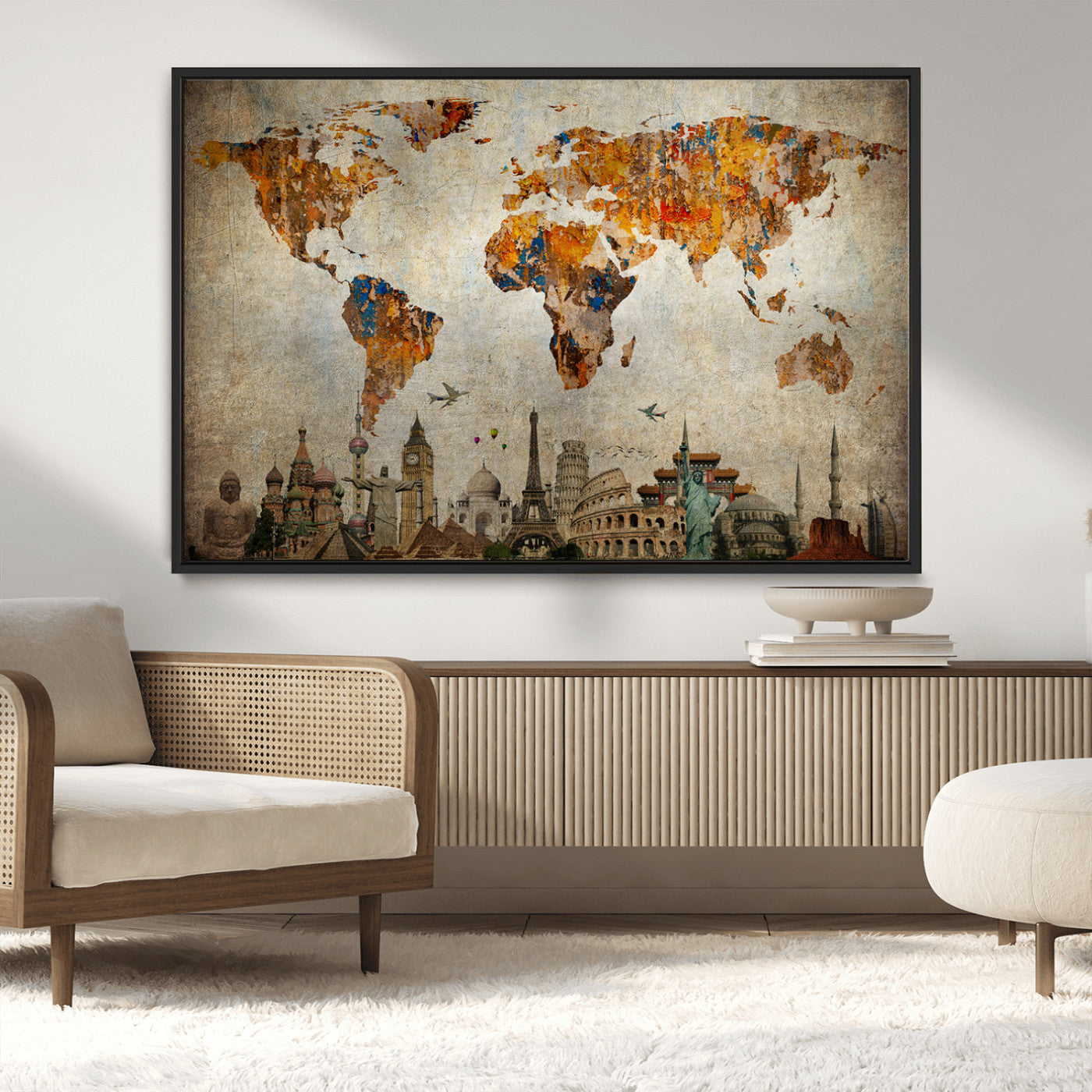 54918-MGV-CV-36X24-Push Pin World Map Canvas Print – Travel Tracker Wall Art for Couples, Perfect Anniversary Gift for Home or Office Decor
