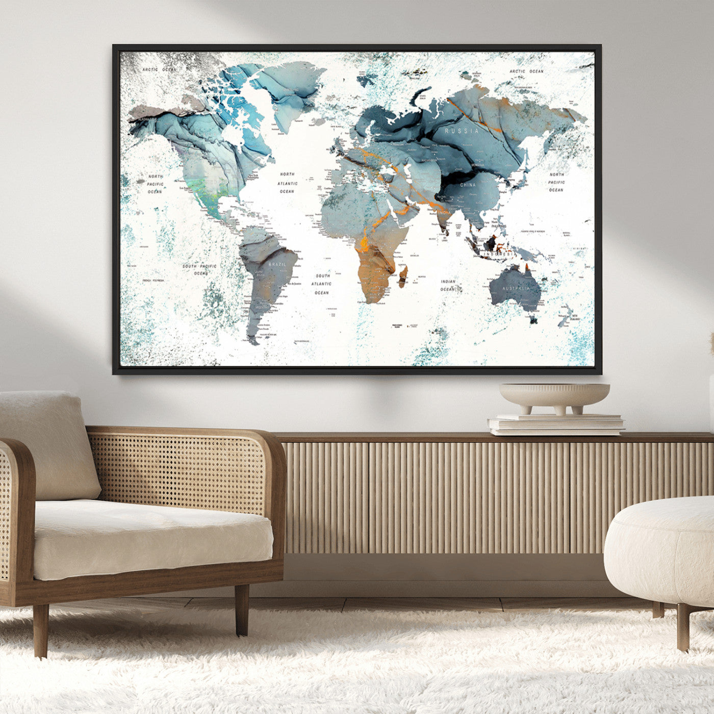 -Push Pin World Map Canvas Print – Travel Tracker Wall Art for Couples, Perfect Anniversary Gift for Home or Office Decor