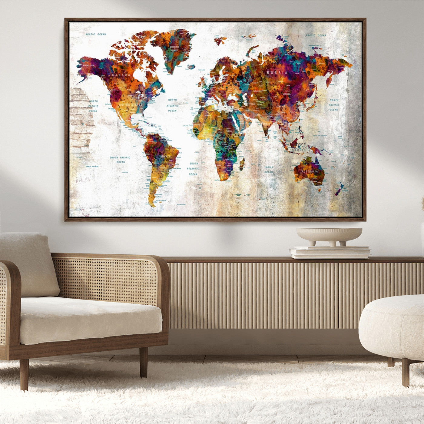 17846-MGV-CV-36X24-Push Pin World Map Canvas Print – Travel Tracker Wall Art for Couples, Perfect Anniversary Gift for Home or Office Decor
