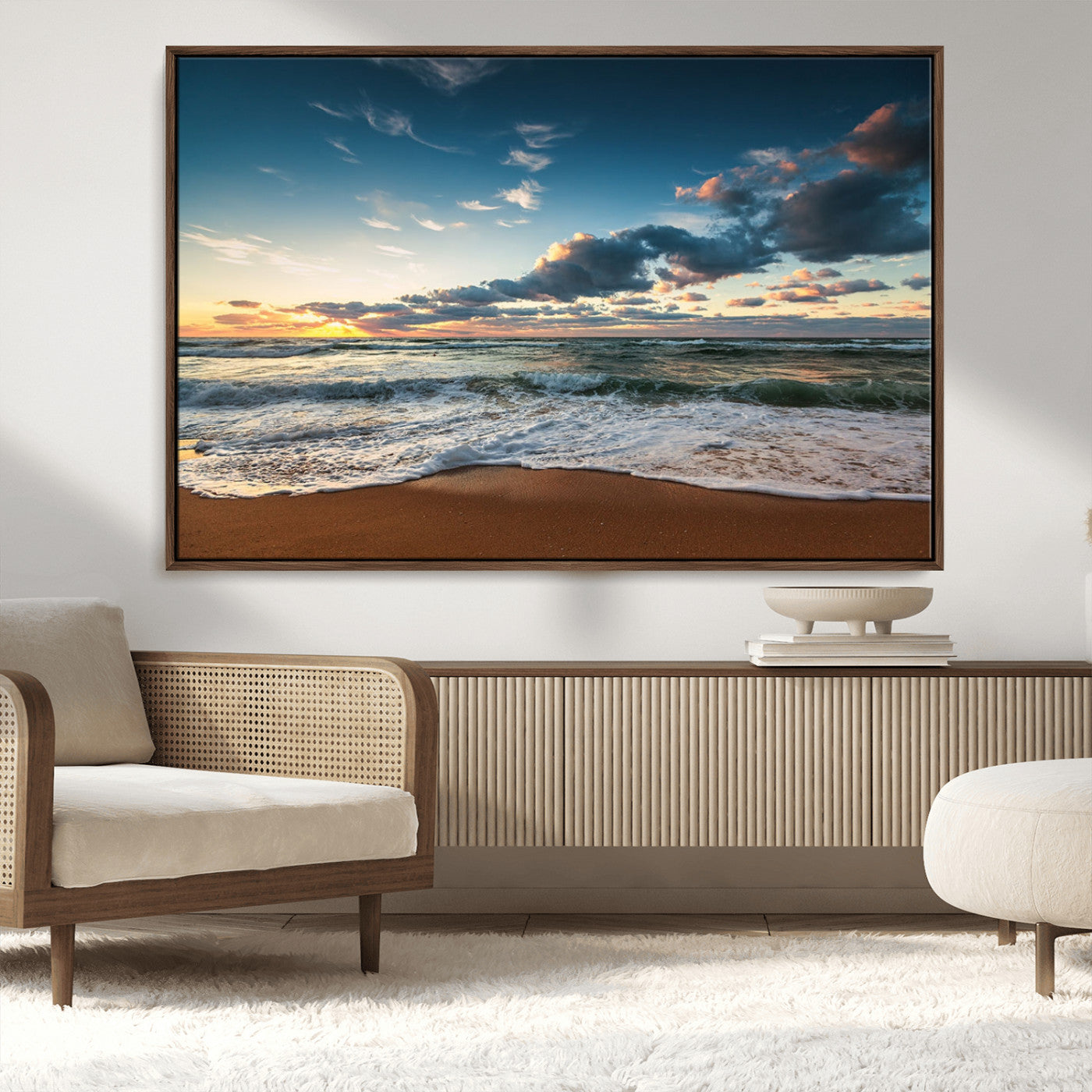 -Ocean Beach Wall Art Canvas Print Sunset Artwork Print Coastal Wall Art