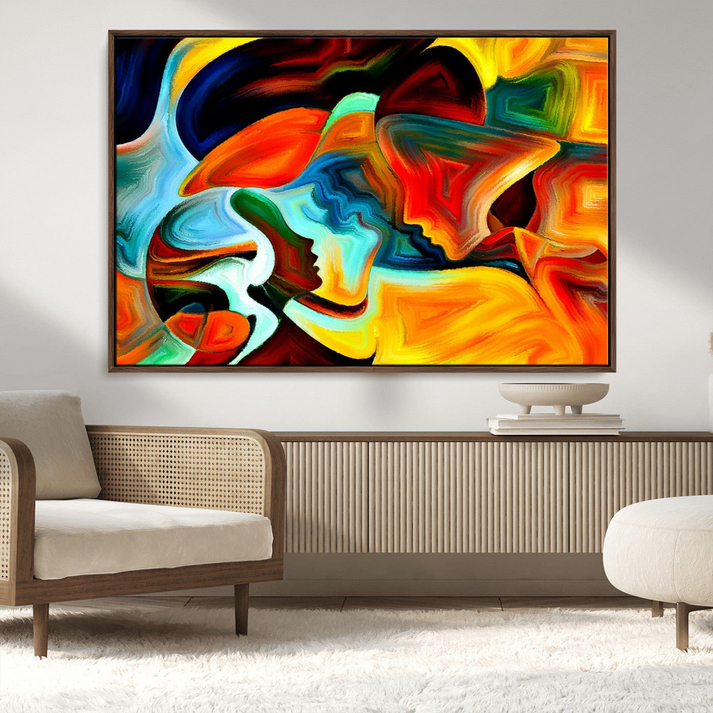 70242-MGV-CV-36X24-Human Love Figures Abstract Wall Art Canvas Print