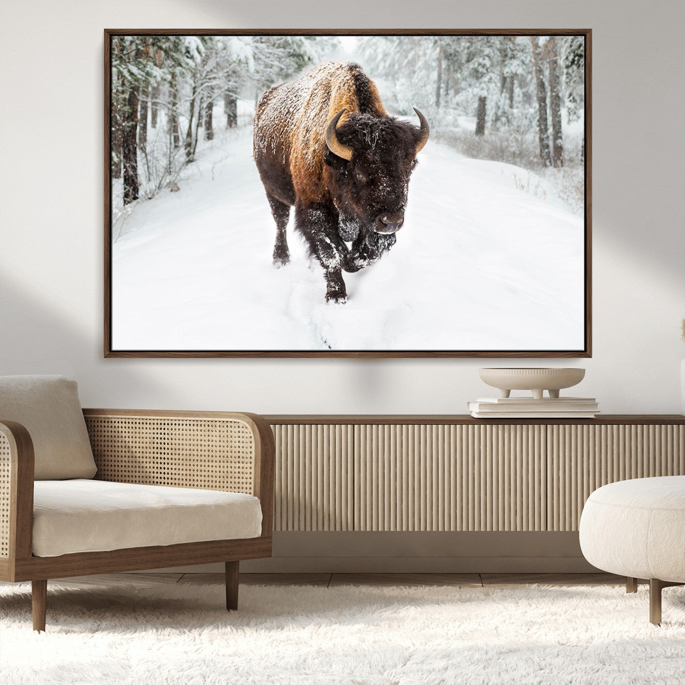 10109-MGV-CV-36X24-Bison Wall Art Canvas Print For Farmhouse, Animal Canvas Print, Wild Animal Wall Art
