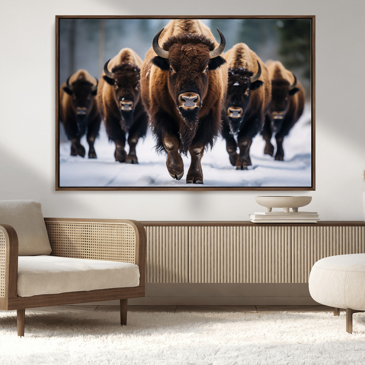89854-MGV-CV-36X24-Buffalo Wall Art Canvas Print, American Bison Herd Wall Art Canvas Print - Bison Canvas Print