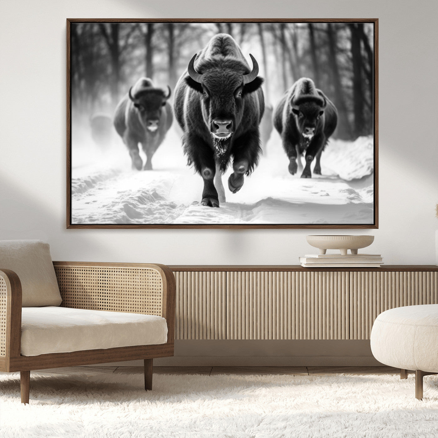 97552-MGV-CV-36X24-Buffalo Wall Art Canvas Print, Bison Family Wall Art Canvas Print