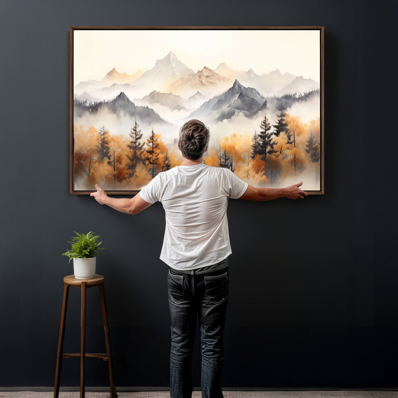 70049-MGV-CV-36X24 - Abstract Mountain Wall Art | Misty Mountain Forest and Mountains Canvas Print for Living Room,