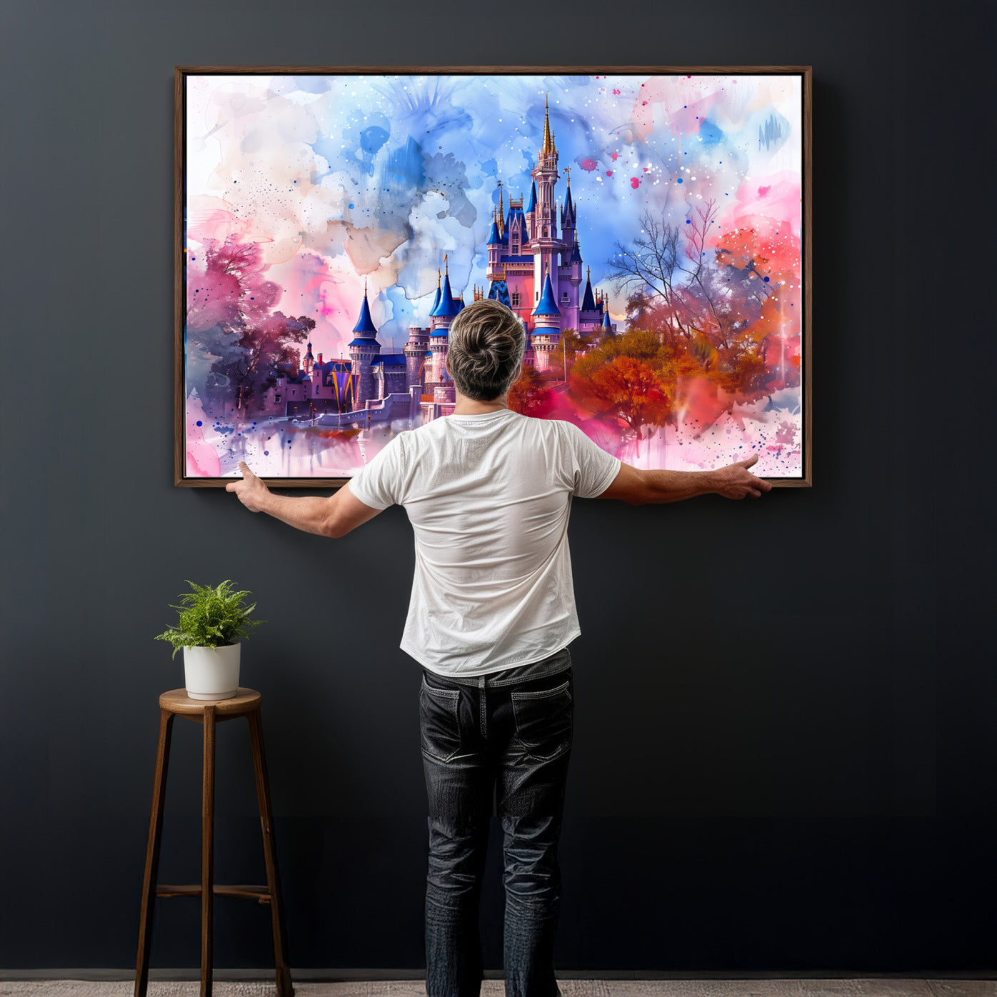 58662-MGV-CV-36X24 - Disney Wall Art: Dreamy Watercolor Cinderella Castle Canvas Print