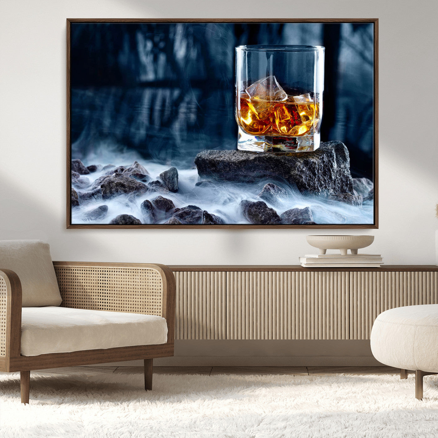 -Whiskey Ice Wall Art Canvas Print