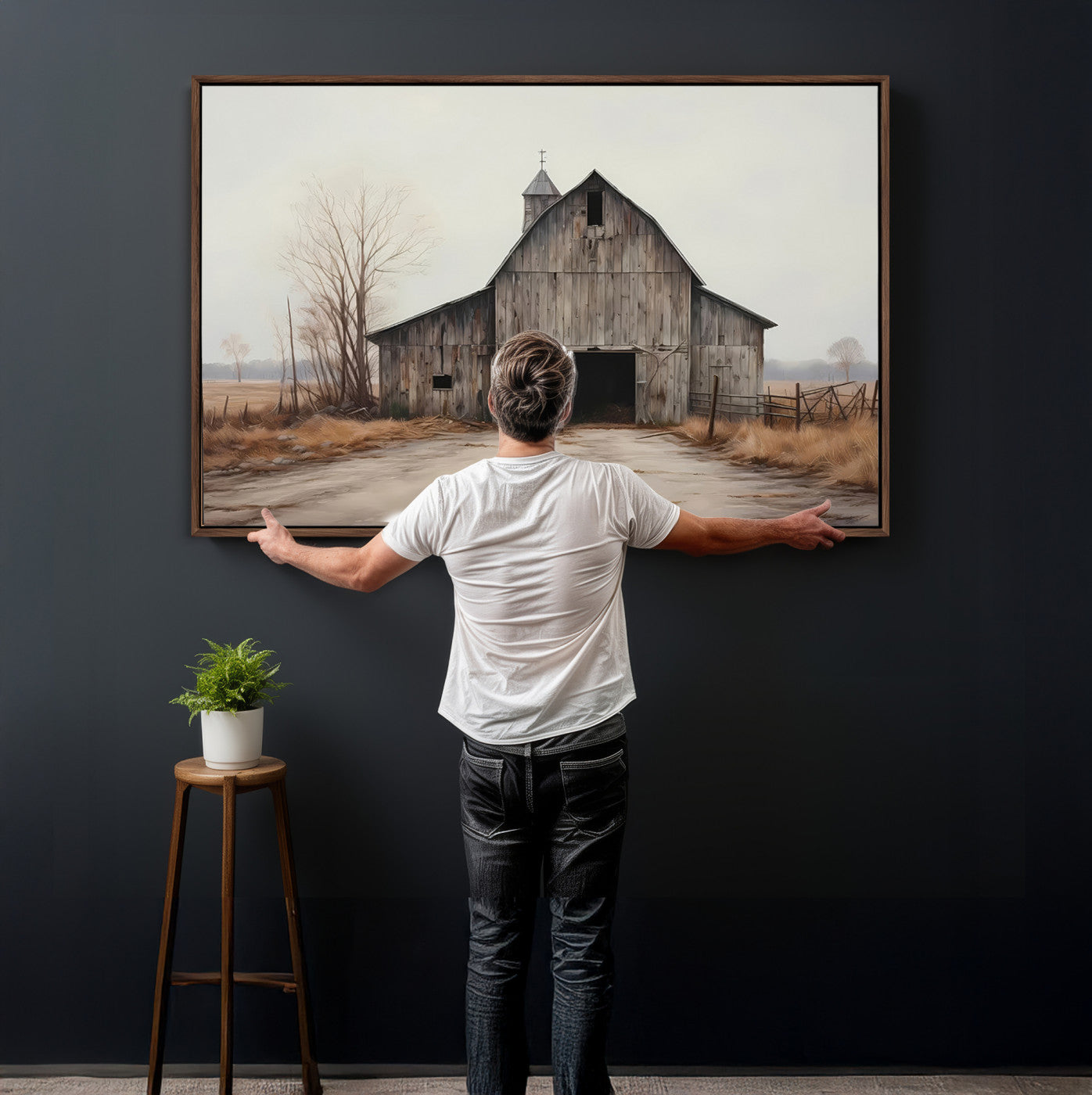 11602-MGV-CV-36X24 - Farmhouse Rustic Barn Wall Art Canvas Print – Framed and Ready to Hang – Perfect Addition to