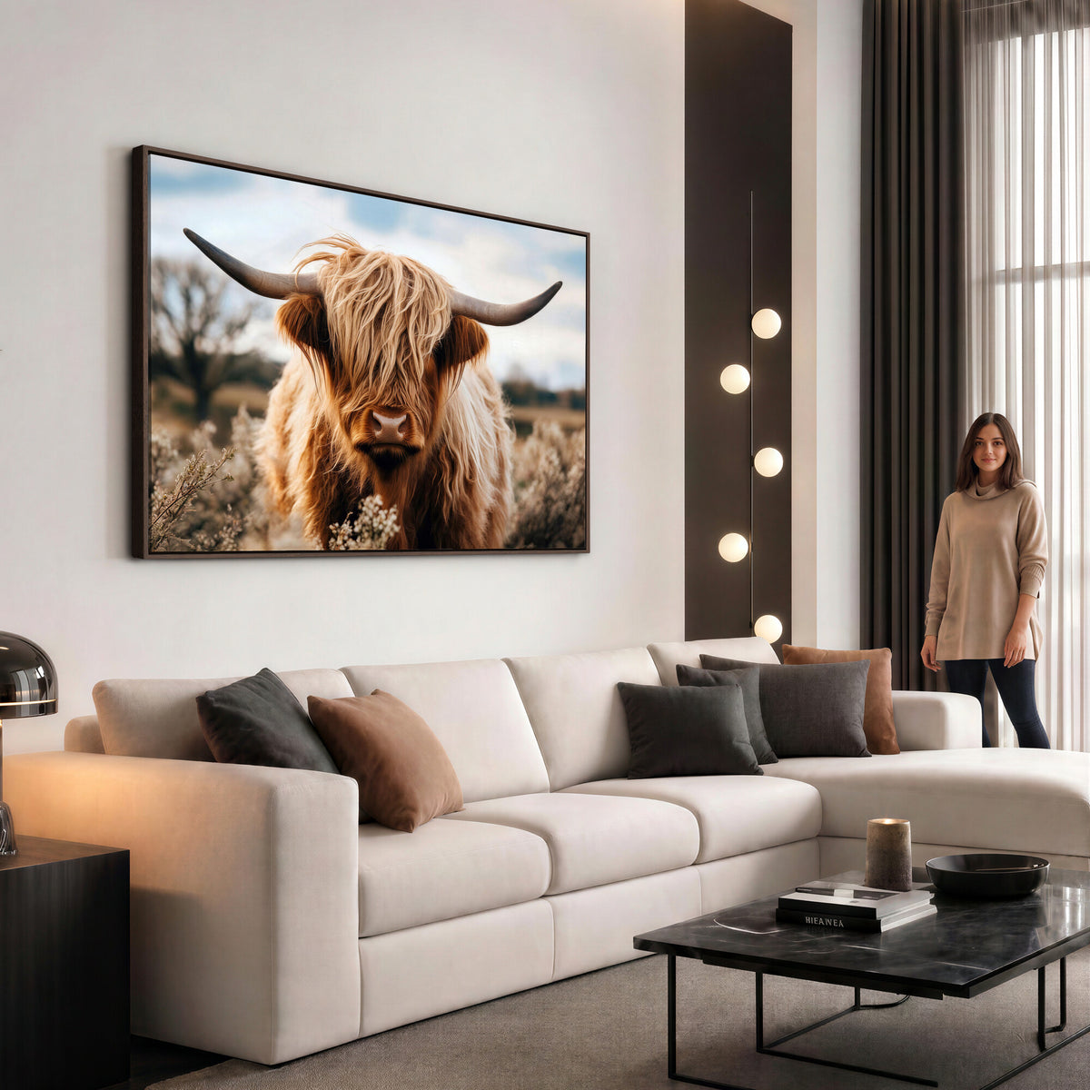 55903-_Poster-30x20 - Scottish Cow Longhorn Wall Art Canvas Print