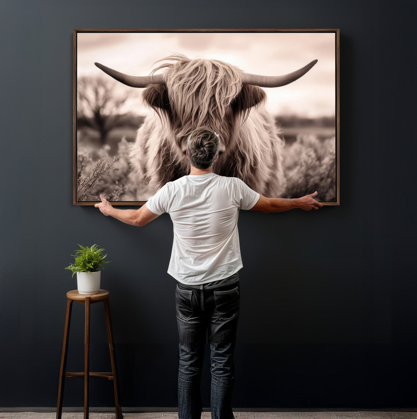 55903-MGV-CV-36X24 - Scottish Cow Longhorn Wall Art Canvas Print