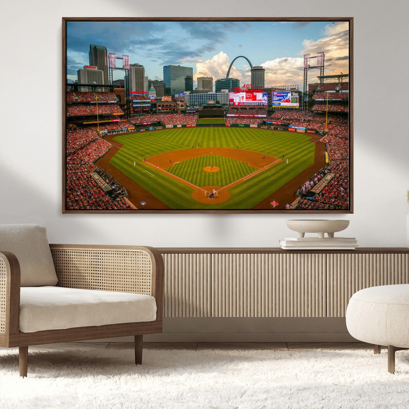 91908-MGV-CV-36X24-Busch Stadium Wall Art Print | St. Louis Cardinals Baseball Stadium Canvas Print | Framed Sports