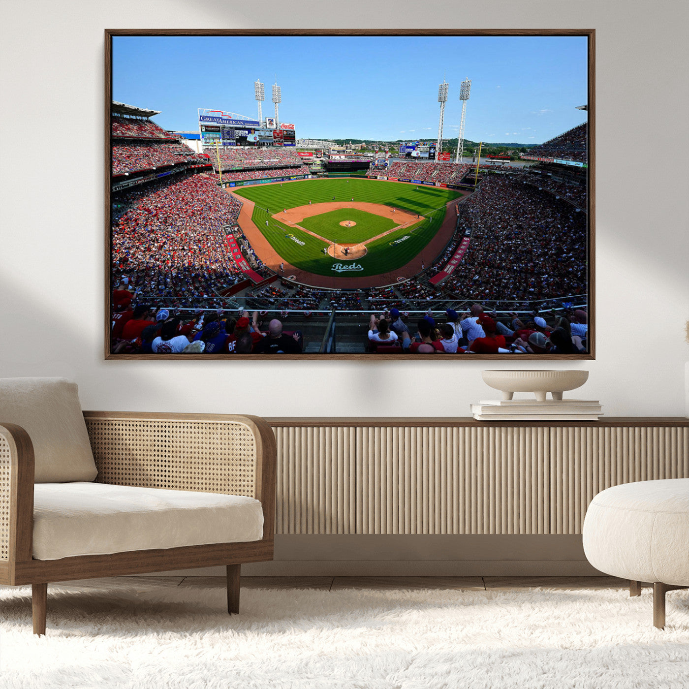 90998-MGV-CV-36X24-Cincinnati Reds Baseball Canvas Print - Great American Ball Park Stadium Wall Art Canvas Print