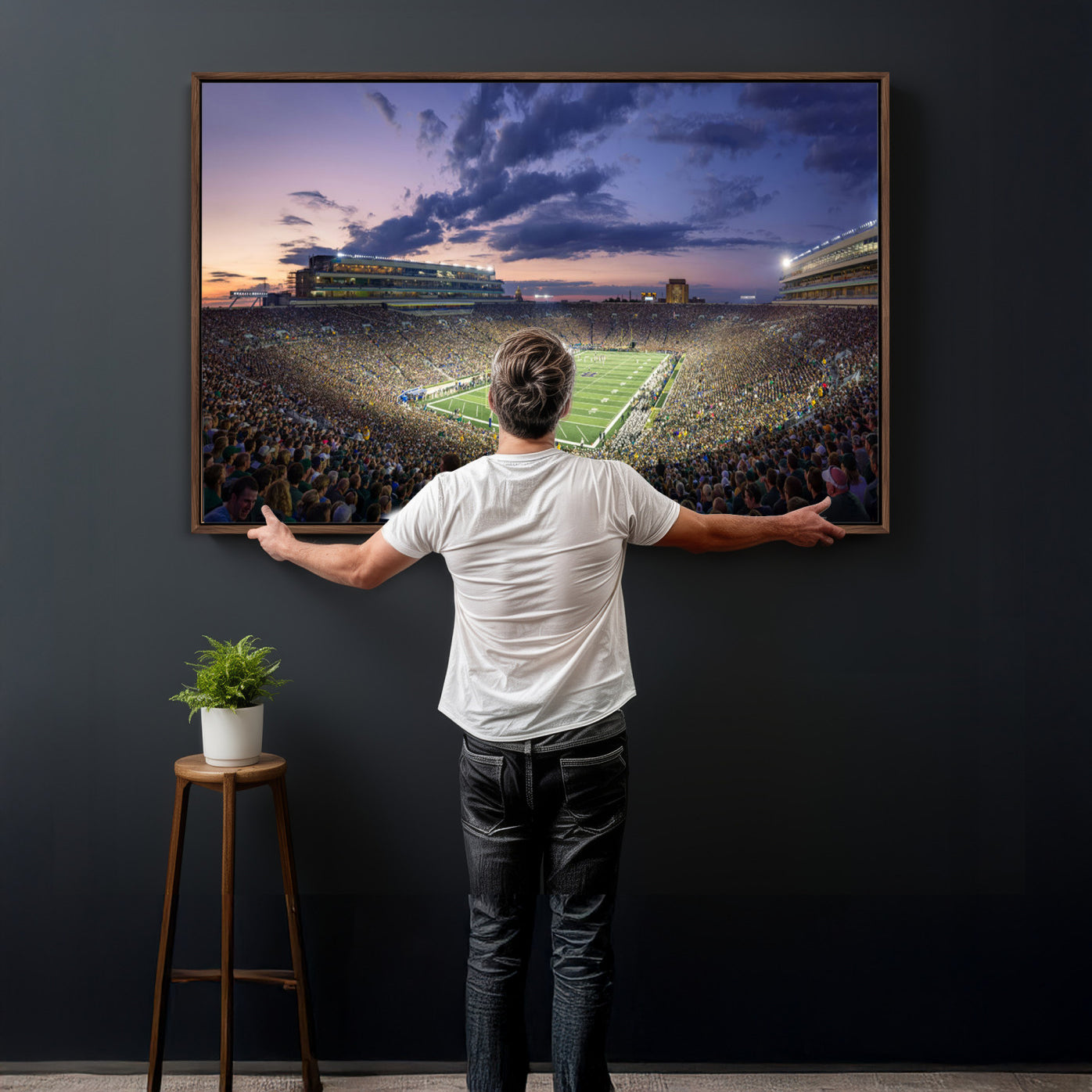 50825-MGV-CV-36X24 - Notre Dame Fighting Irish Football Team Print - Notre Dame Stadium Wall Art Canvas Print