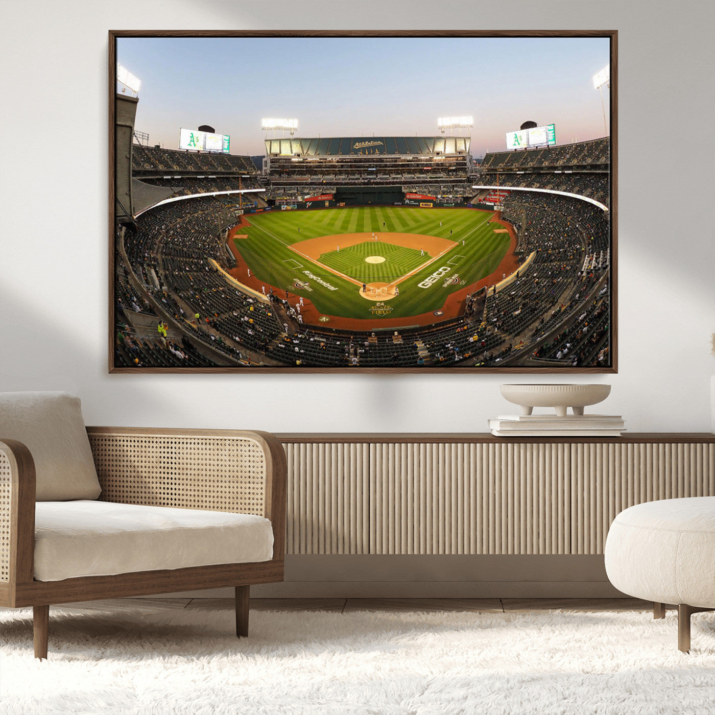 -Oakland Athletics Baseball Team Print - RingCentral Coliseum Stadium Wall Art Canvas Print