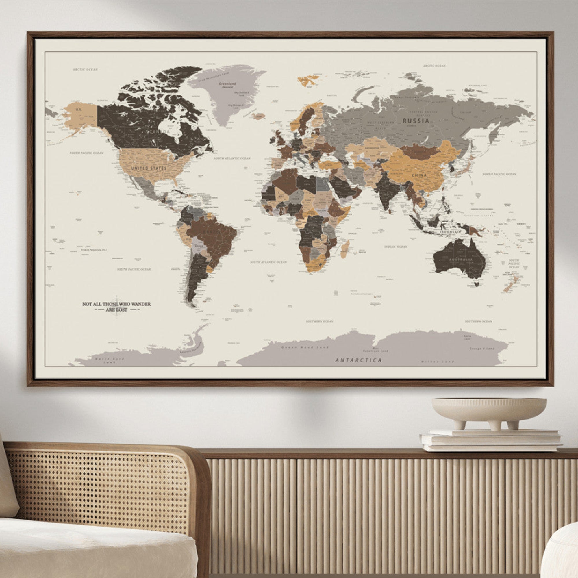 90426-MGV-CV-36X24-Push Pin World Map Canvas Print – Travel Tracker Wall Art for Couples, Perfect Anniversary Gift for Home or Office Decor