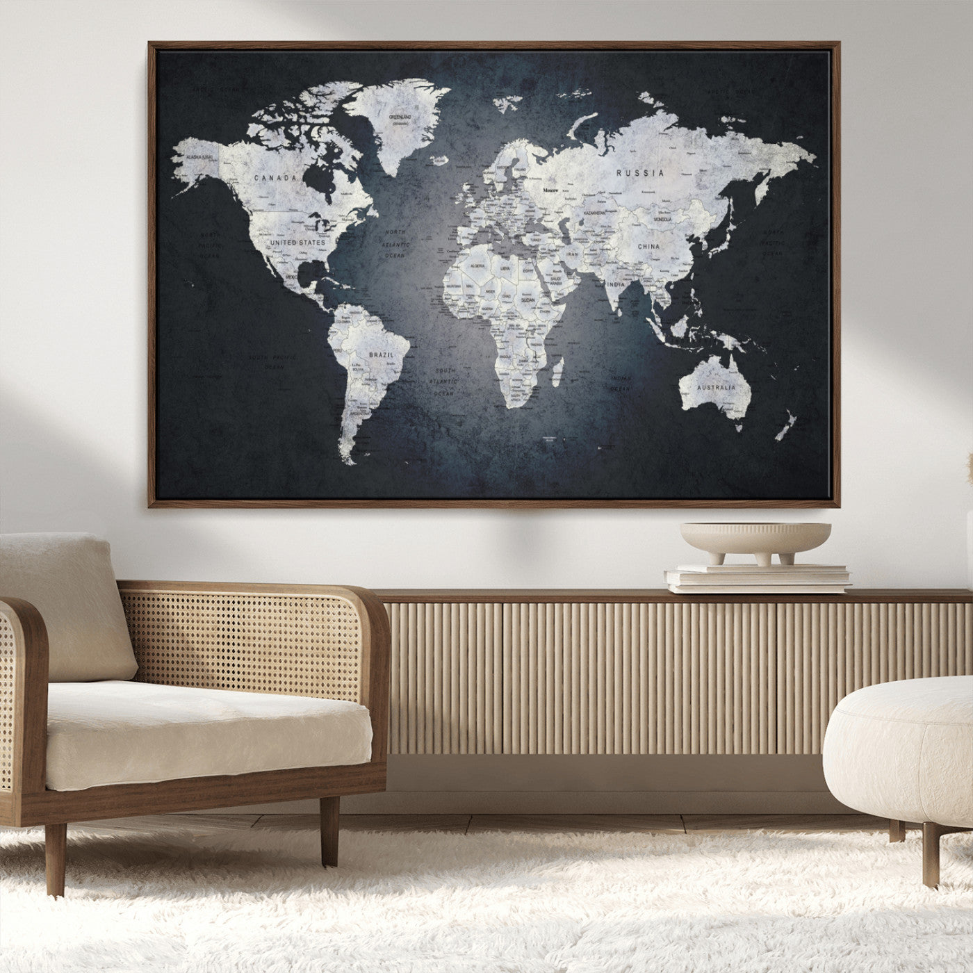 19124-MGV-CV-36X24-Push Pin World Map Canvas Print – Travel Tracker Wall Art for Couples, Perfect Anniversary Gift for Home or Office Decor