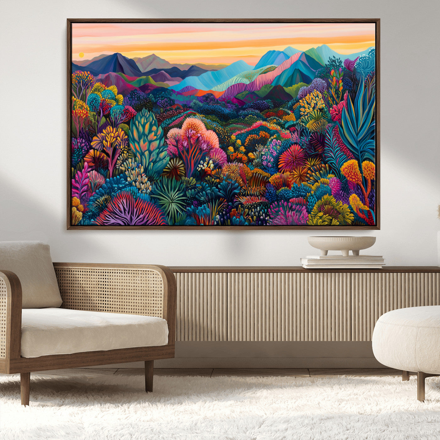 63728-MGV-CV-36X24-Colorful Abstract Landscape Wall Art Print Canvas - Vibrant Modern Decor for Living Room, Office, or