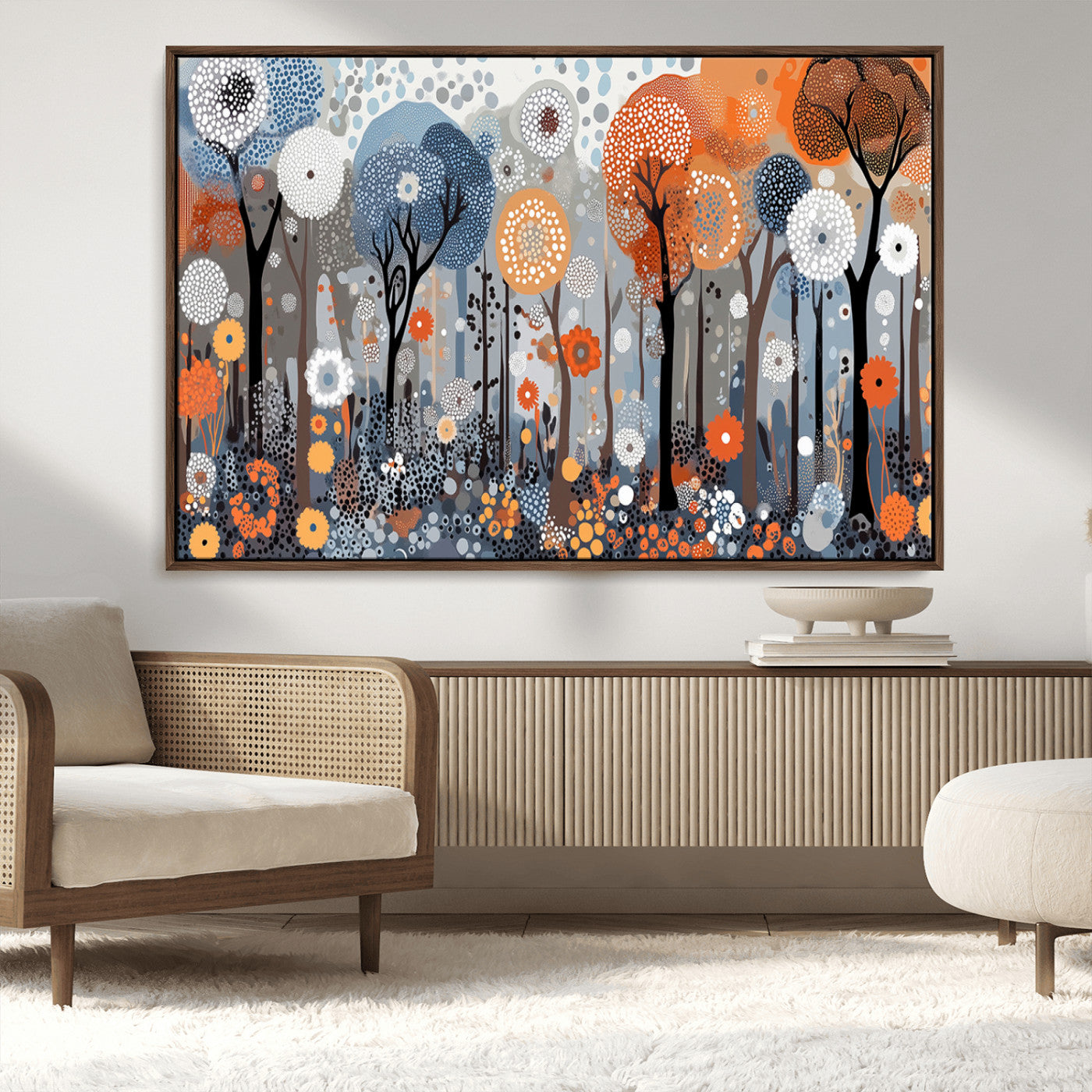 48857-MGV-CV-36X24-Abstract Winter Landscape Canvas Wall Art Print - Large Colorful Nature Wall Decor