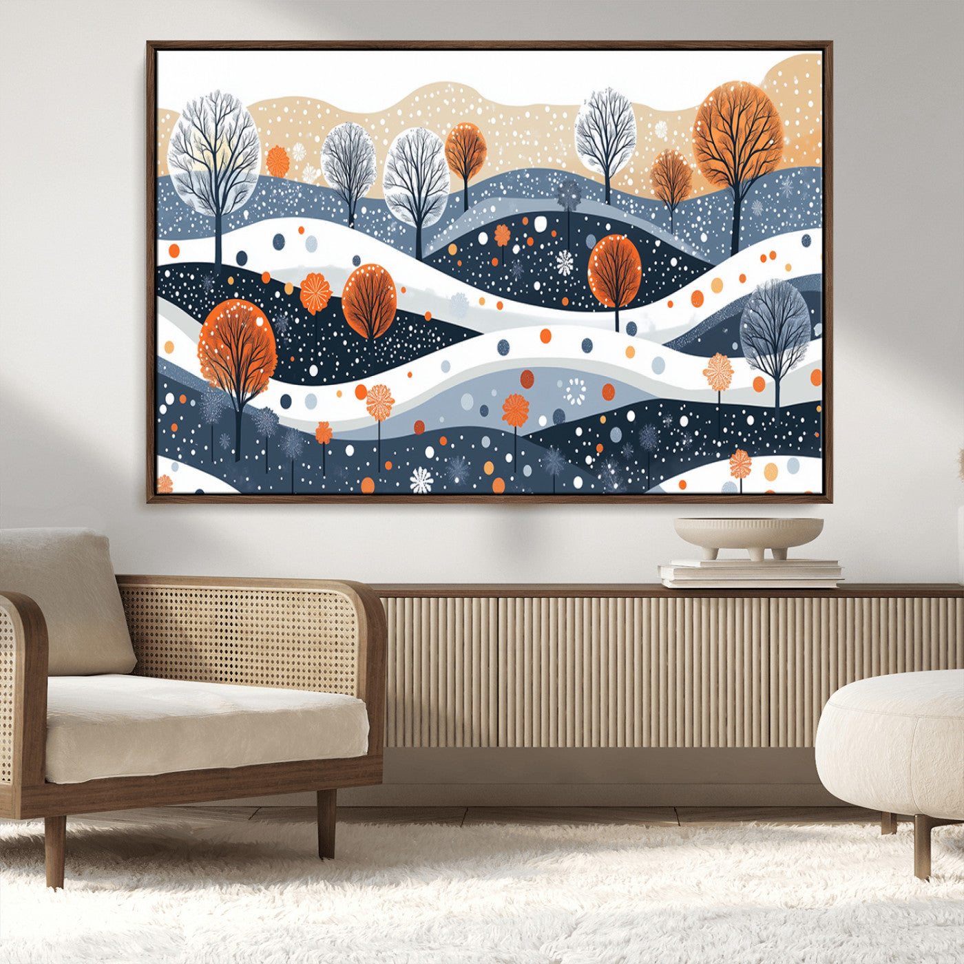 22651-MGV-CV-36X24-Abstract Winter Landscape Canvas Wall Art Print - Large Colorful Nature Wall Decor