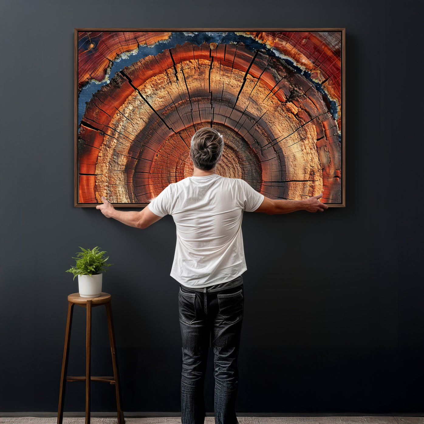 28555-MGV-CV-36X24 - Abstract Tree Ring Art Wall Art Canvas Print for Modern Farmhouse Decor, Colorful Tree Ring Wall Decor, Minimalist Home Canvas Art