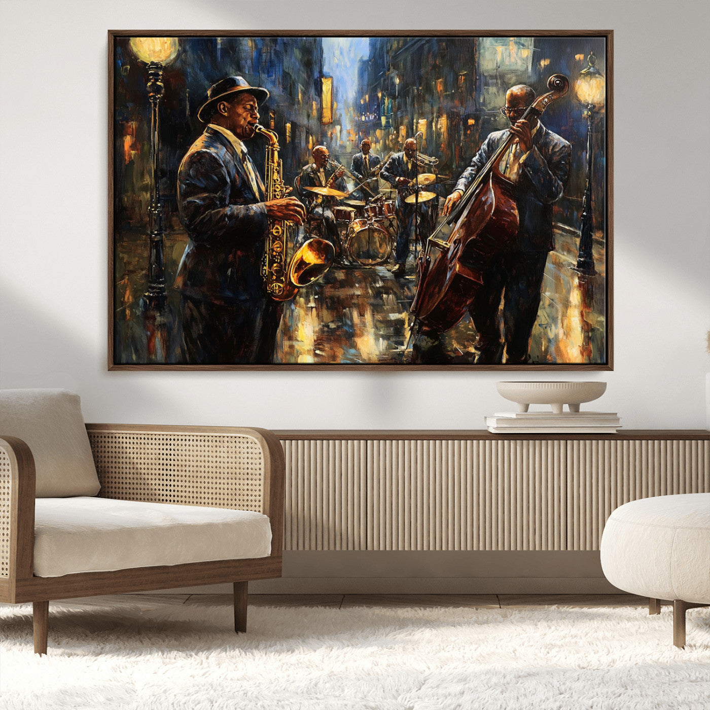 -Jazz Canvas Wall Art Print - Abstract African American Music Art - Framed Posters for Living Room or