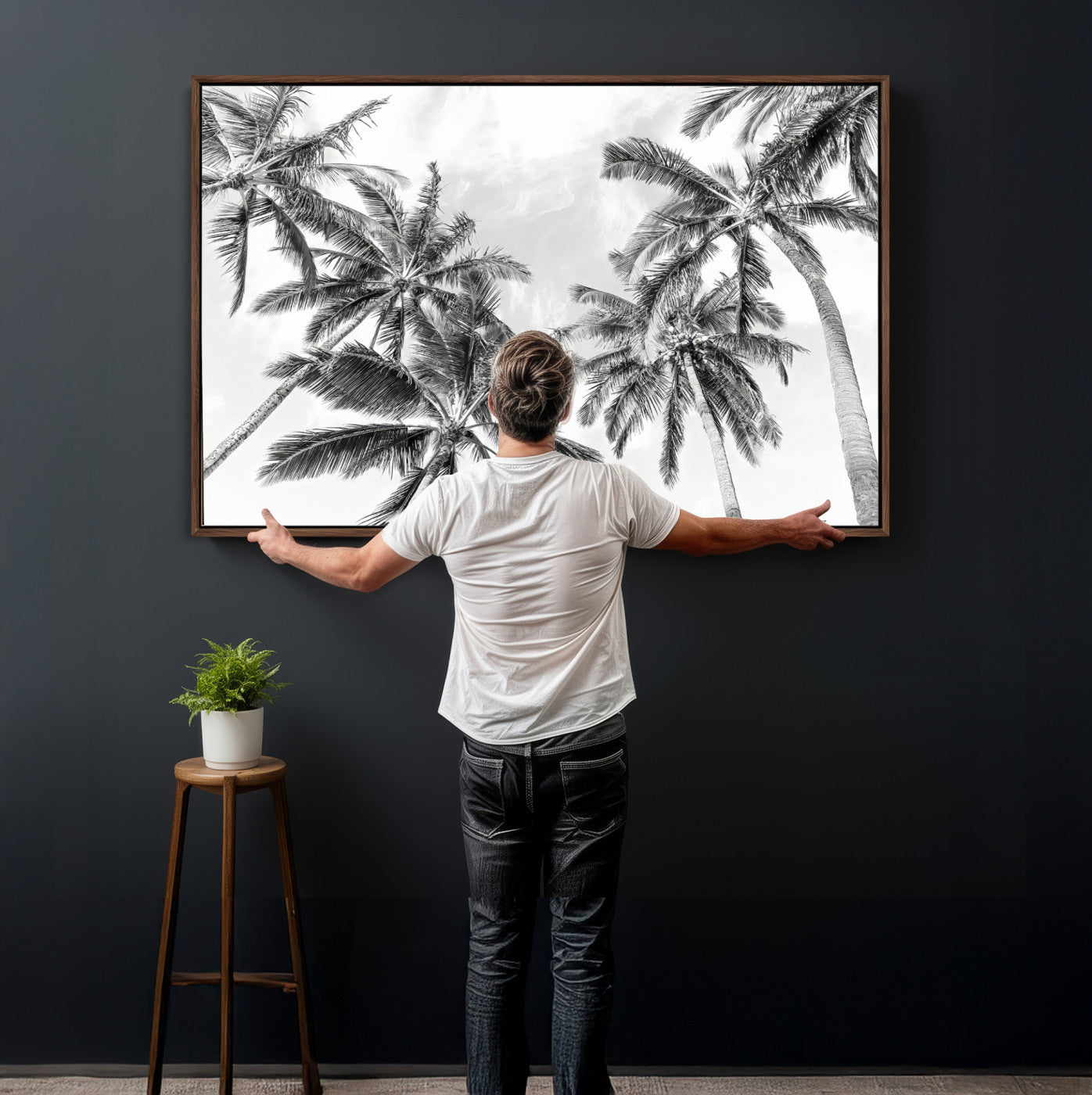 62113786-MGV-CV-36X24 - Palm Trees Wall Art – Tropical Breeze Canvas Print, Vacation Island Silhouette, Coastal Calm and Summer Paradise for Living Room or Beach House Decor
