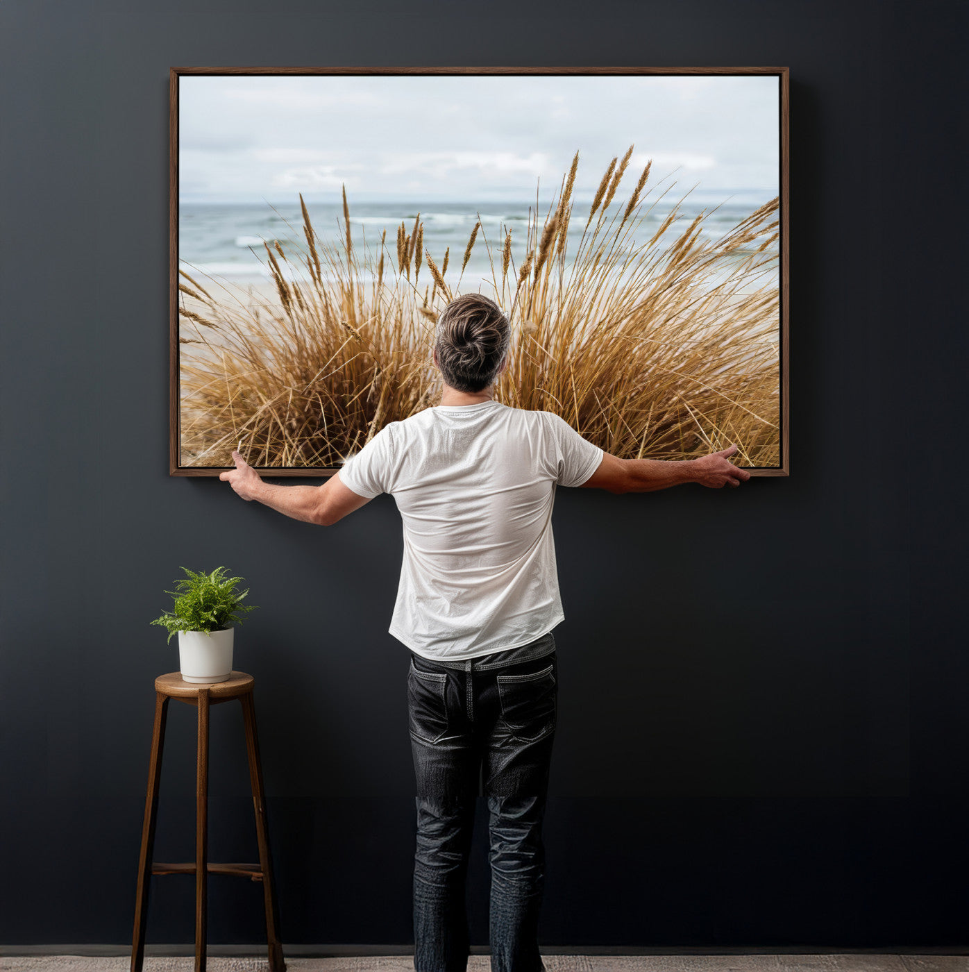 14270839-MGV-CV-36X24 - Beach Grass Wall Art – Canvas Print of Serene Coastal Shore, Peaceful Ocean Vibes, Nature Decor for Guest Room, Office or Living Room