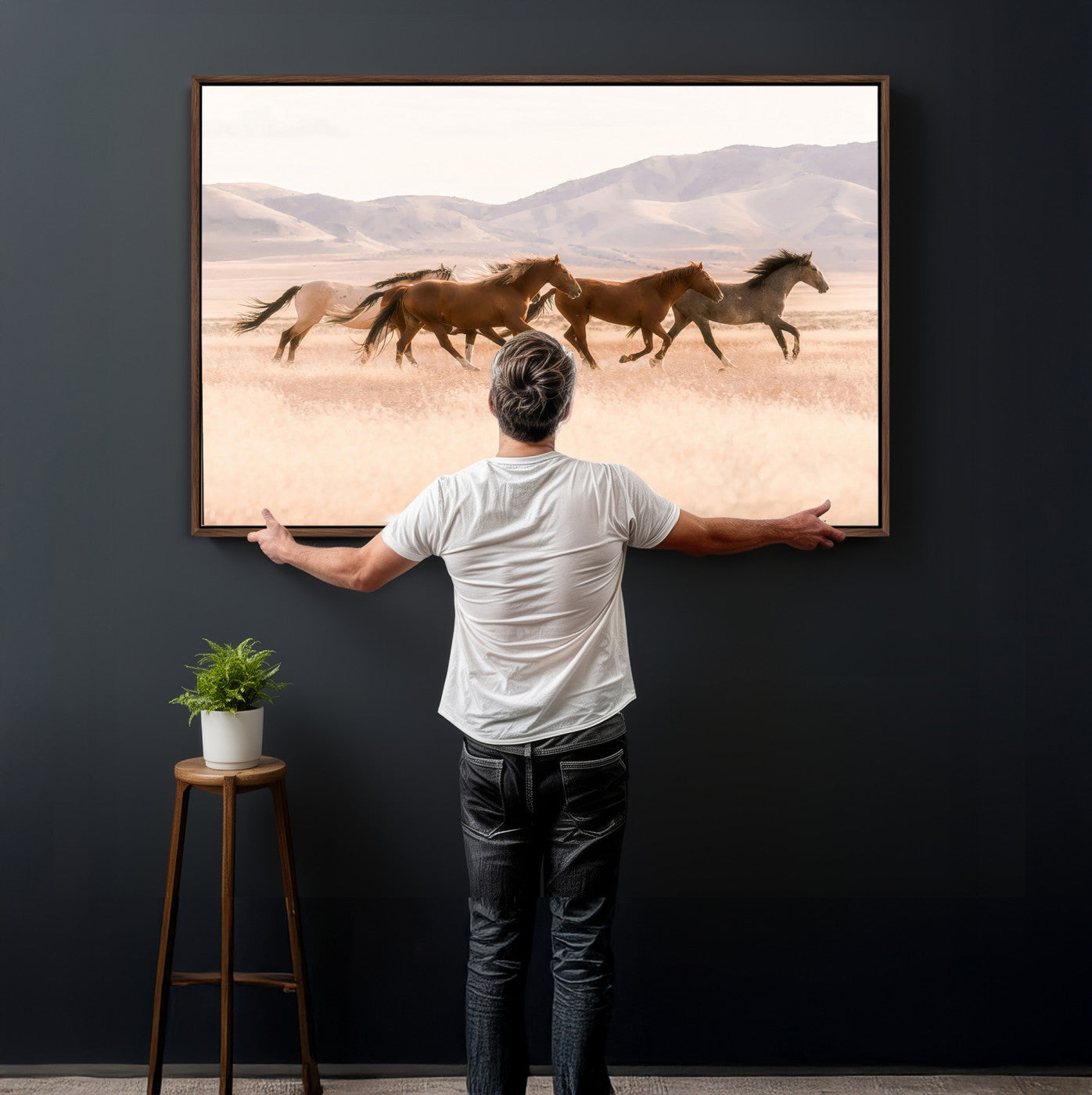HORSESH-MGV-CV-36X24 - Wild Horses Wall Art – Running Freedom Canvas Print, Graceful Movement, Outdoor Landscape, Nature’s Power and Spirit, Home or Office Decor