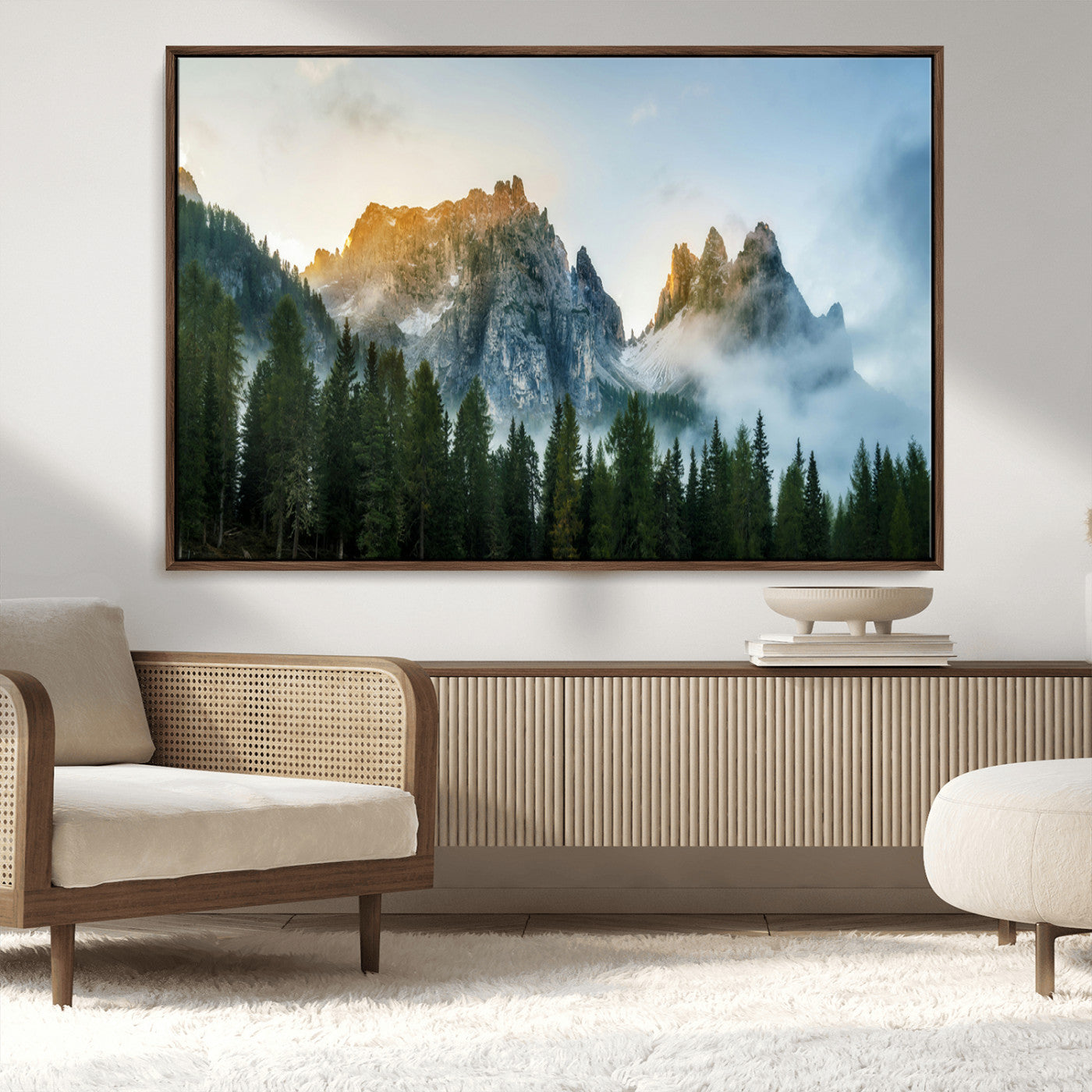 21145440-MGV-CV-36X24-Wilderness Wall Art Canvas Print – Misty Forest Nature Landscape Photography Rustic Scenic Artwork for Home, Office