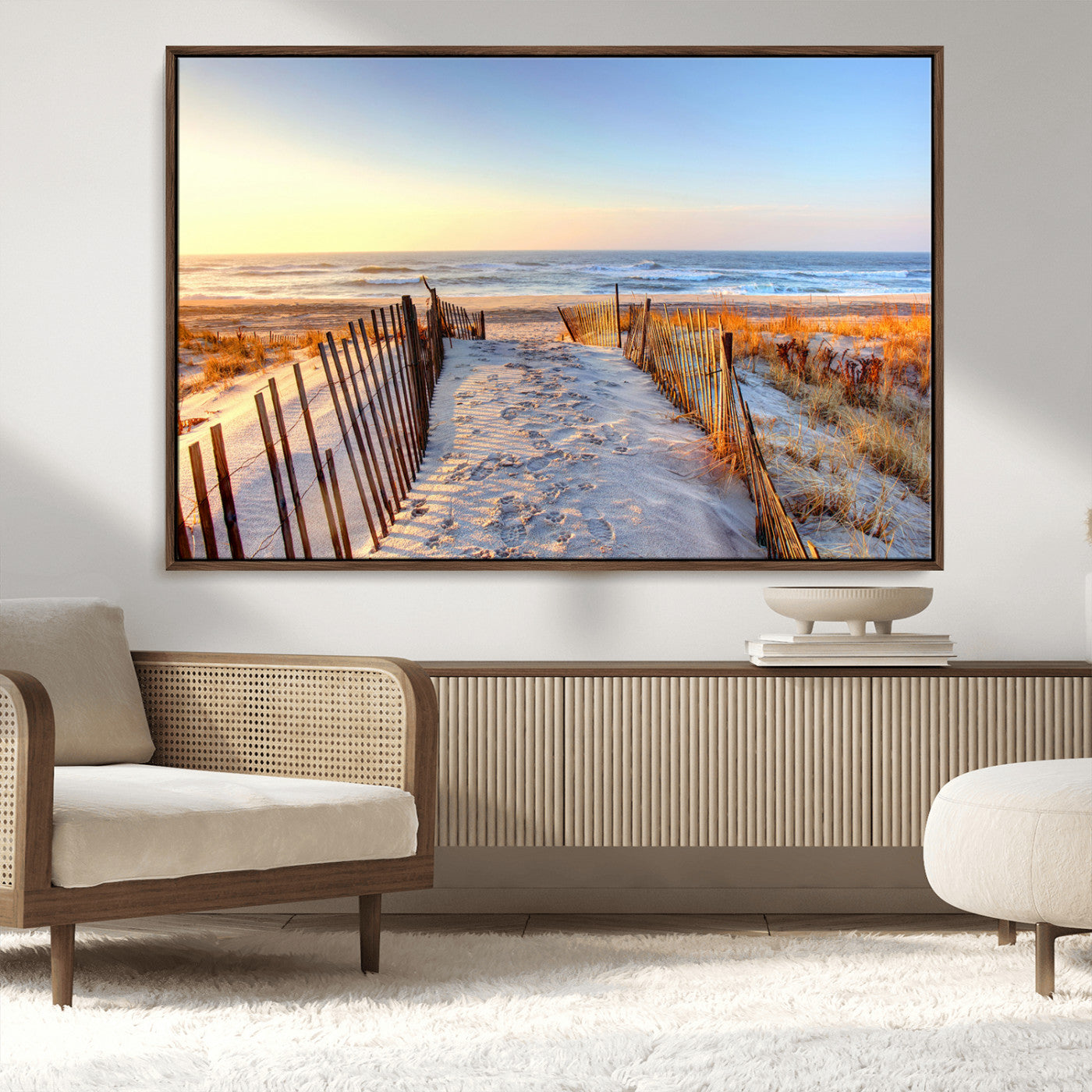 73351887-MGV-FC-36X24_Walnut-Ocean Sunset Wall Art Canvas Print – Nautical Beach Photography Summer Coastal Serenity Artwork for Home, Office
